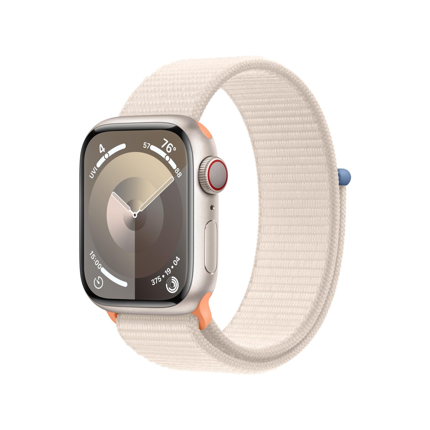 Reloj inteligente Apple Watch Series 9 [GPS + Cellular 45 mm] con caja de aluminio plateada y correa deportiva azul invierno. Monitor de actividad física, aplicaciones de ECG, pantalla Retina siempre activa, carbono neutro 