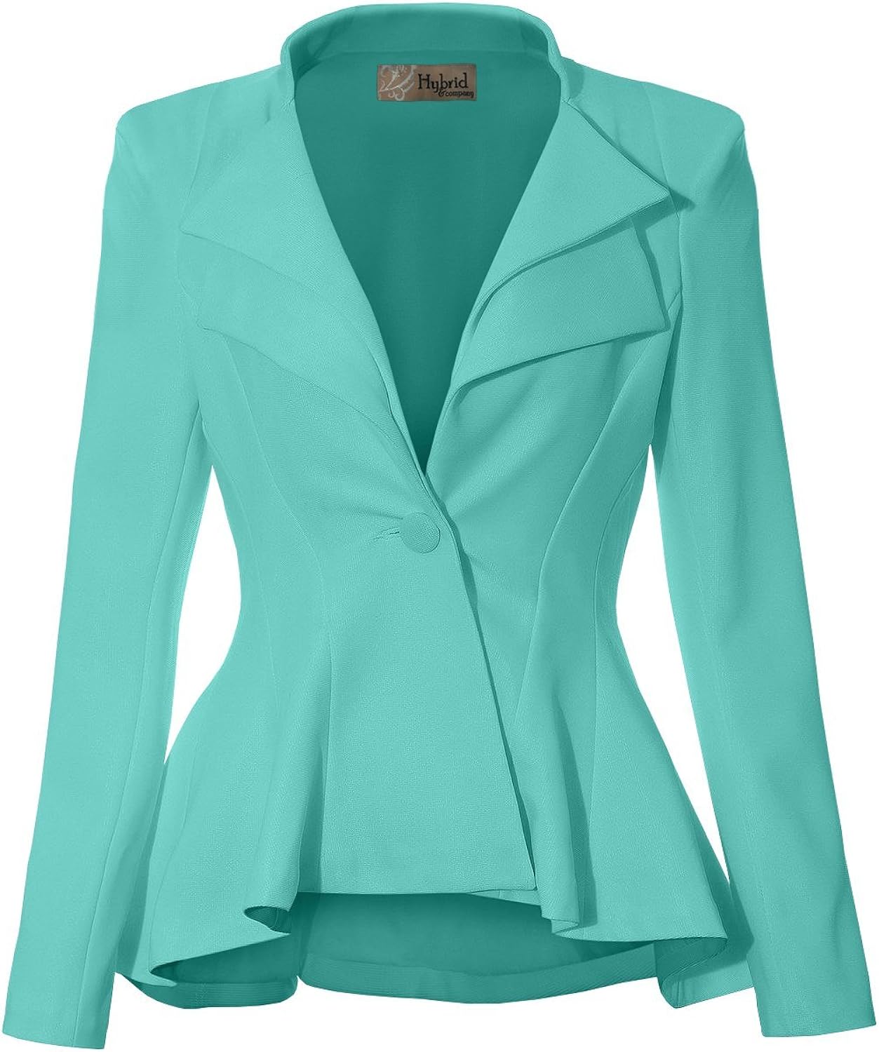 Hybrid &amp; Company - Blazer cómodo para mujer, estilo informal, para trabajo, oficina, doble muesca, solapa afilada, hombrera, con un solo botón