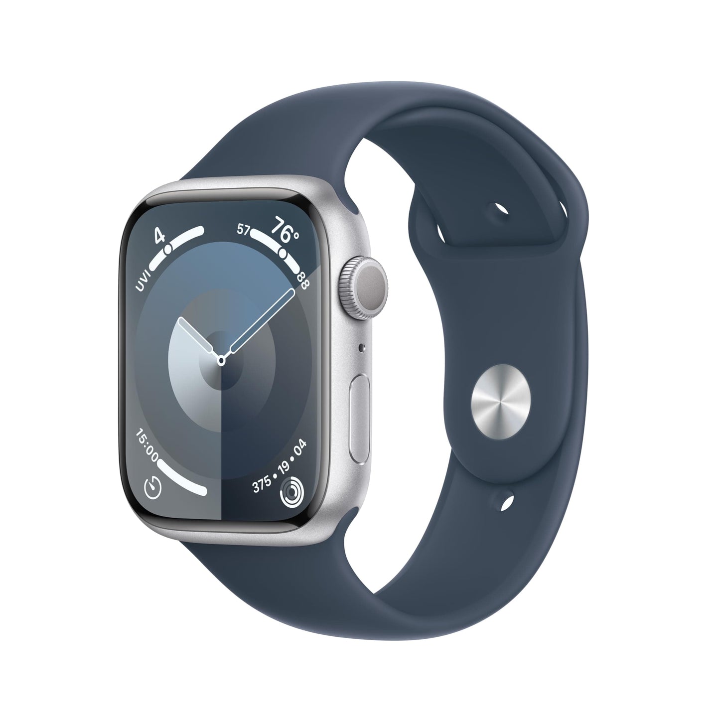 Montre intelligente Apple Watch Series 9 [GPS 45 mm] avec boîtier en aluminium Starlight et bracelet sport Starlight M/L. Tracker d'activité, applications ECG, écran Retina toujours actif, résistant à l'eau 