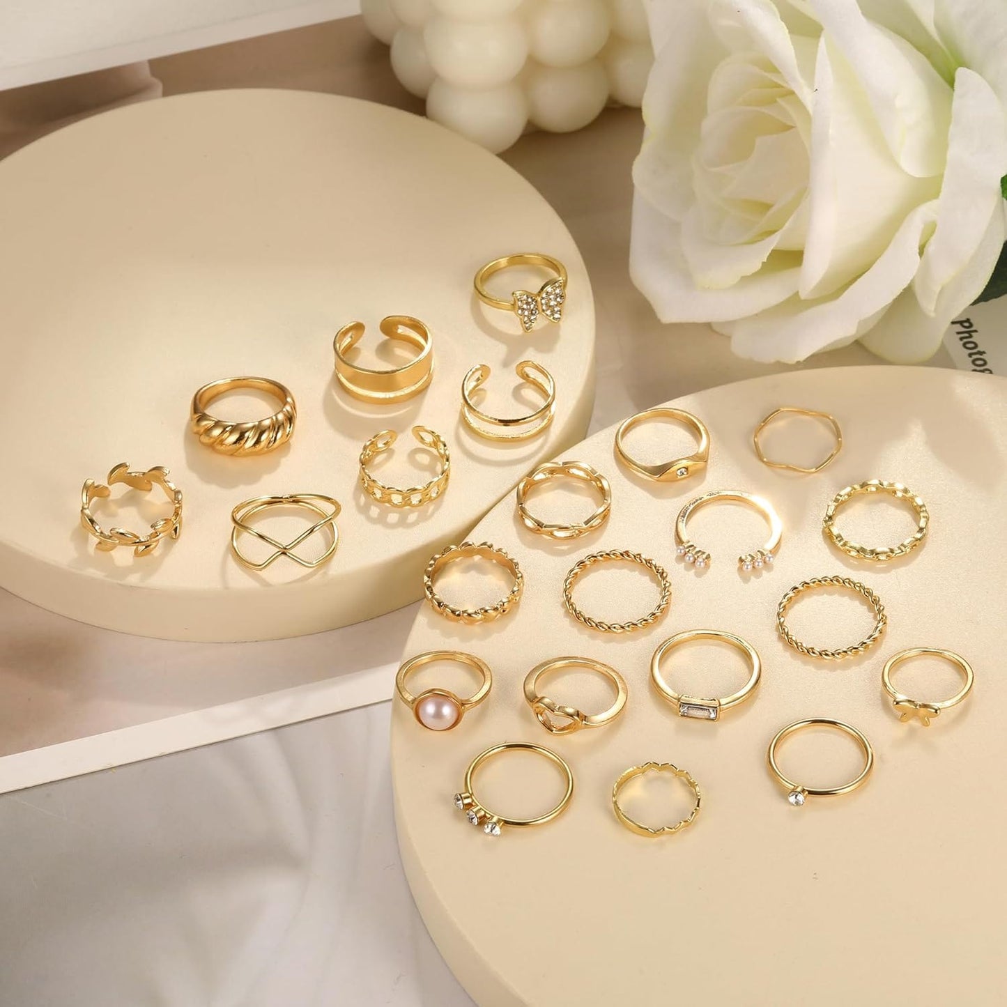 ÌF ME 24 Pcs Gold Vintage Knuckle Rings Set for Women Girls, Boho Dainty Stackable Midi Finger Rings, Snake Butterfly Signet Fashion Ring Pack Jewelry Gifts. Xpress