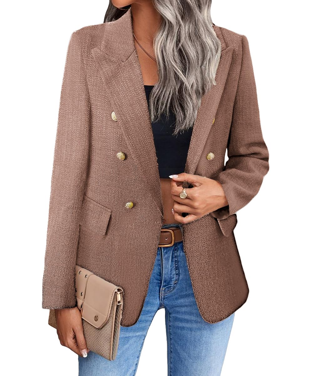 Blazer décontracté pour femme, veste à carreaux en Tweed, ouverte sur le devant, avec poche de costume, printemps 2024 (S-XXL) 