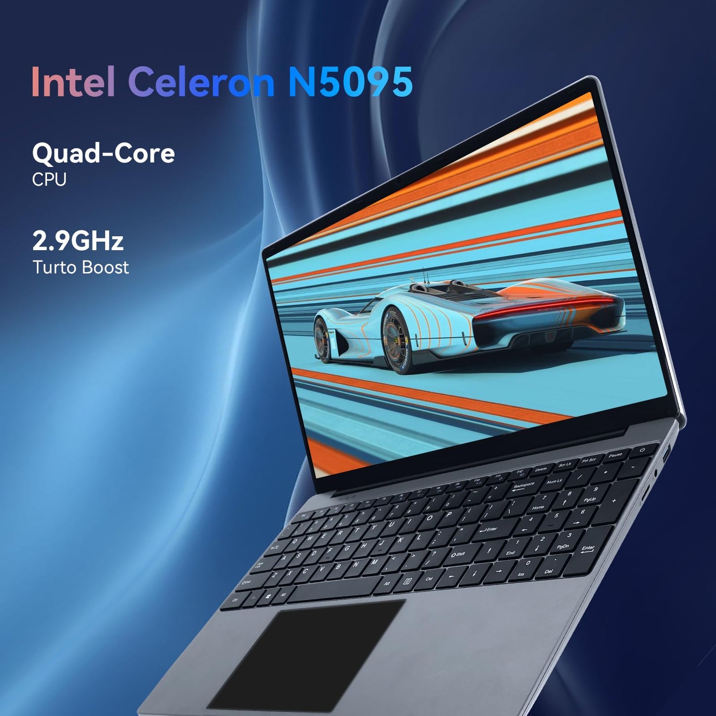 Laptop Computer, 16GB RAM 512GB SSD, Intel Quad-Core N5095 Processors, 15.6 Inch 1080P IPS Screen, 2MP, 2.4/5G Dual WiFi, Mini-HDMI, Type-C, USB 3.0, Large Battery Capacity