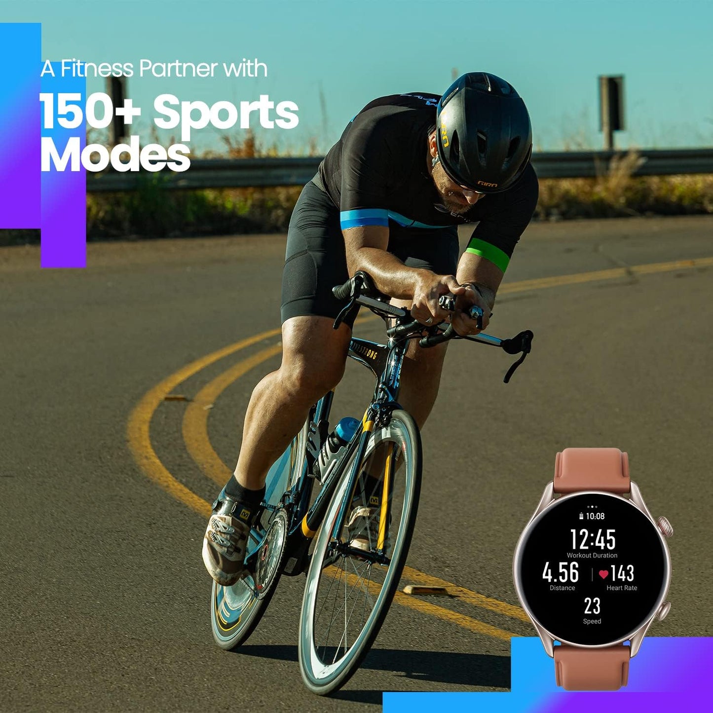 Montre intelligente Amazfit GTR 3 Pro pour hommes, autonomie de 12 jours, Alexa intégrée, appels et SMS Bluetooth, GPS et 150 modes sportifs, écran AMOLED 1,45", montre de fitness avec suivi de fréquence cardiaque SpO2, noir 