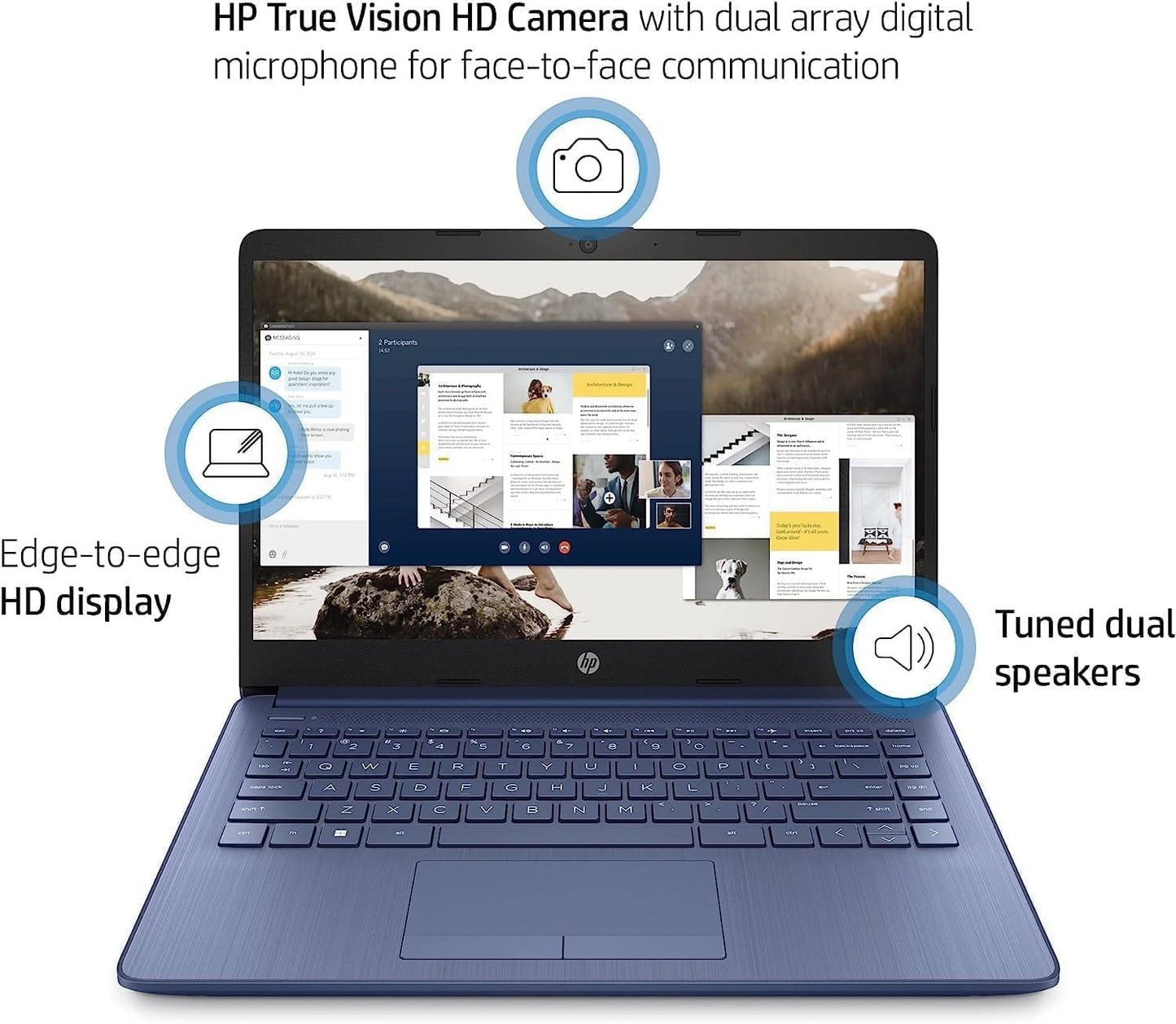 HP le plus récent ordinateur portable ultra léger de 14 po pour étudiants et entreprises, Intel Quad-Core N4120, 8 Go de RAM, 192 Go de stockage (64 Go eMMC + 128 Go Micro SD), 1 an Office 365, webcam, HDMI, WiFi, USB-A&amp;C, Win 11 S 