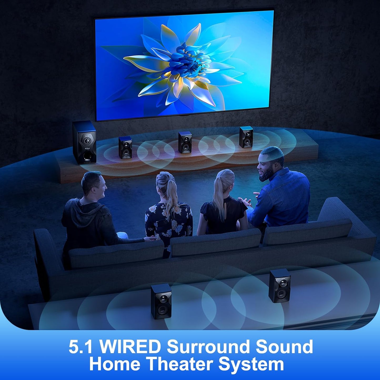 Bobtot Surround Sound Speakers Home Theater Systems - 700 Watts Peak Power 5.1/2.1Wired Stereo Speaker System 5.25" Subwoofer Strong Bass with Bluetooth HDMI ARC Optical Input Xpress