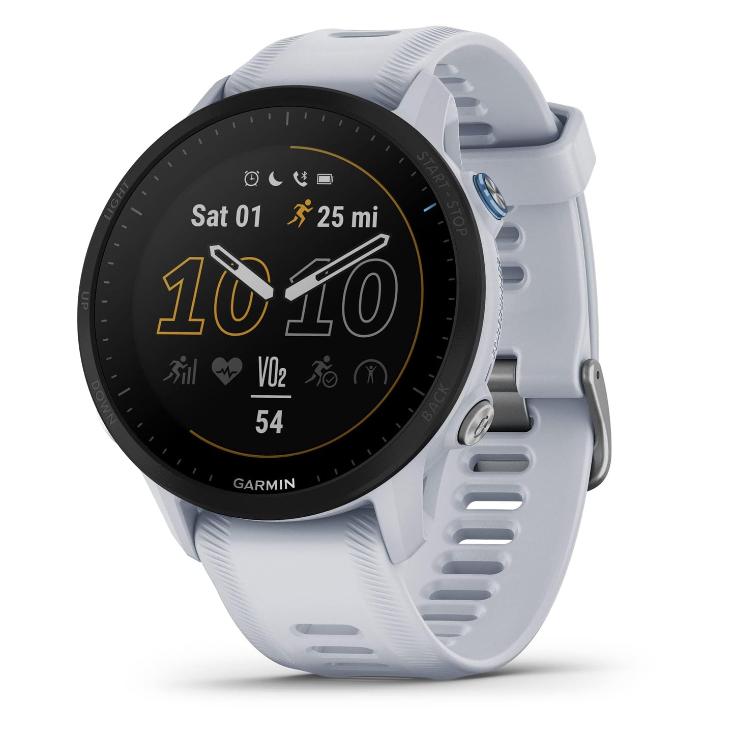 Garmin Forerunner® 955 Solar, reloj inteligente para correr con GPS y capacidad de carga solar, adaptado a triatletas, batería de larga duración, Whitestone 