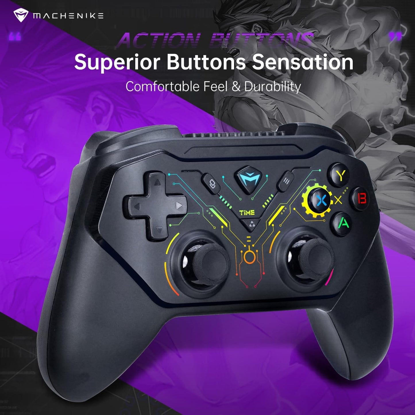 Controlador de juegos inalámbrico Machenike G3S para PC con Windows, Switch, Android, controlador de PC con retroiluminación LED, motores de vibración duales, modos de conexión duales, Plug and Play 