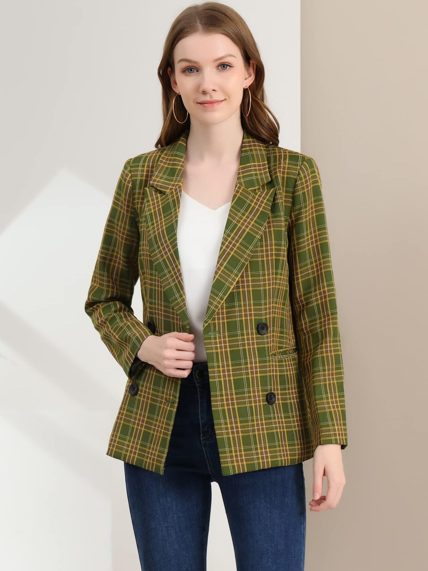 Allegra K Veste blazer formelle à revers cranté pour femme