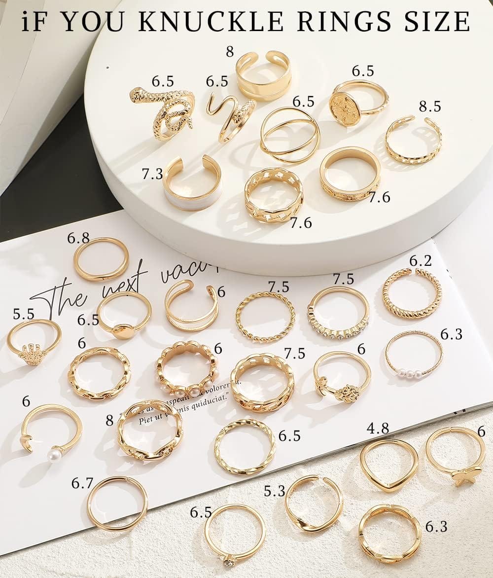 iF YOU 30 Pcs Gold Knuckle Rings Set for Women Girls, Boho Butterfly Snake Stackable Finger Rings, Silver Midi Rings Pack Xpress