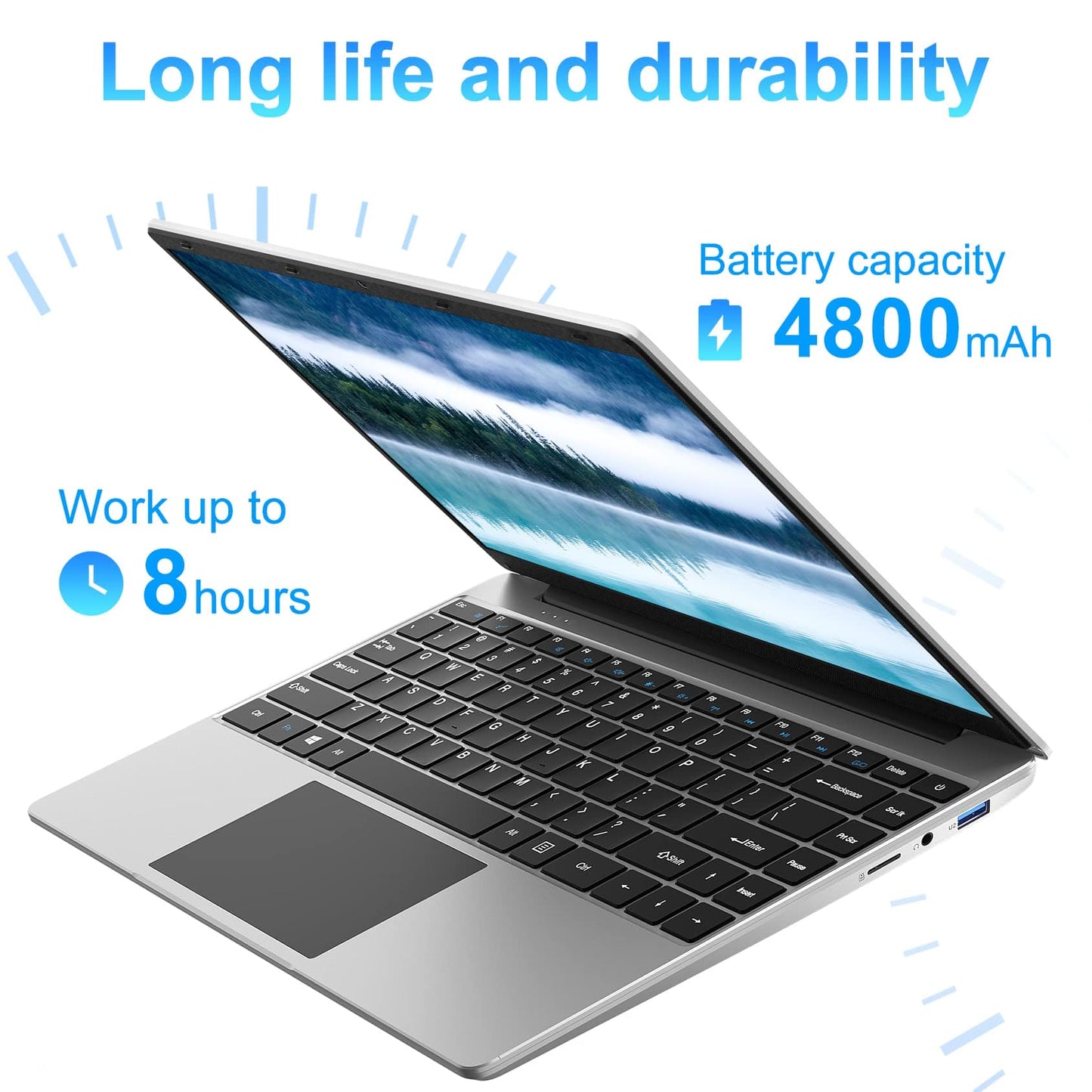 Ordinateur portable Jumper, 12 Go de RAM DDR4, 512 Go de SSD, écran IPS FHD 14 pouces 1080p, processeur Intel Celeron quadricœur, UHD Graphics 600, Windows 11, deux haut-parleurs stéréo, WiFi 5G, Type-C, webcam. 