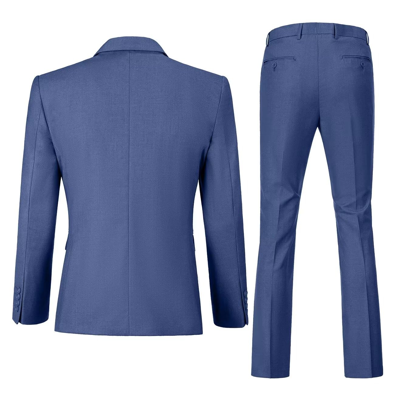 Mens Slim Fit 2 Piece Suit Two Button Notched Lapel Solid Suit Jacket Pants Set Tuxedo for Prom