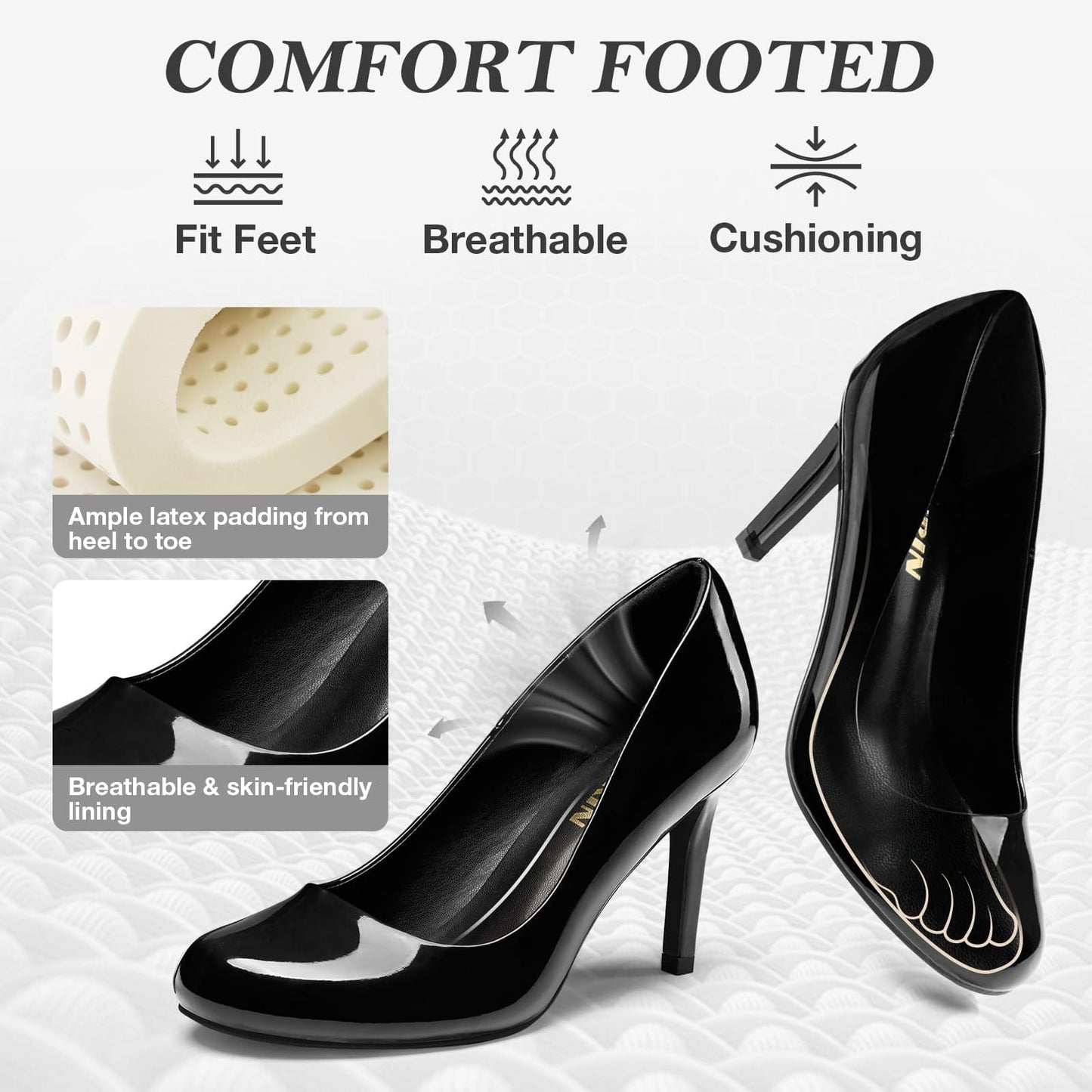 Women's Round Toe Comfortable Stiletto Heels Closed Toe Dress Pumps Shoes for Wedding Work Office Business