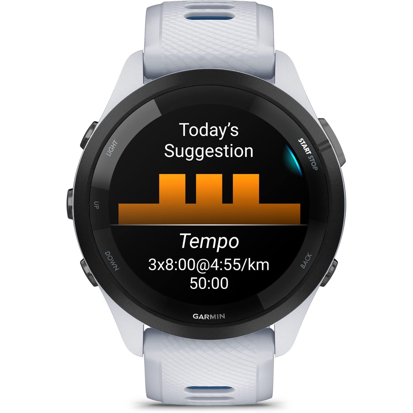 Garmin Forerunner 265 Running Smartwatch, Colorful AMOLED Display, Training Metrics and Recovery Insights, Whitestone and Tidal Blue