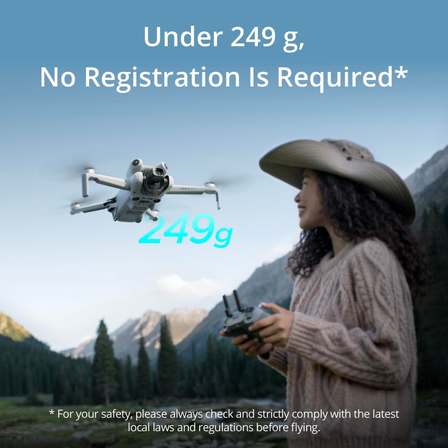 DJI Mini 4 Pro (DJI RC 2), mini-drone pliable avec caméra vidéo 4K HDR pour adultes, moins de 0,549 lb/249 g, temps de vol de 34 minutes, distance de transmission vidéo maximale de 20 km, détection de vision omnidirectionnelle 