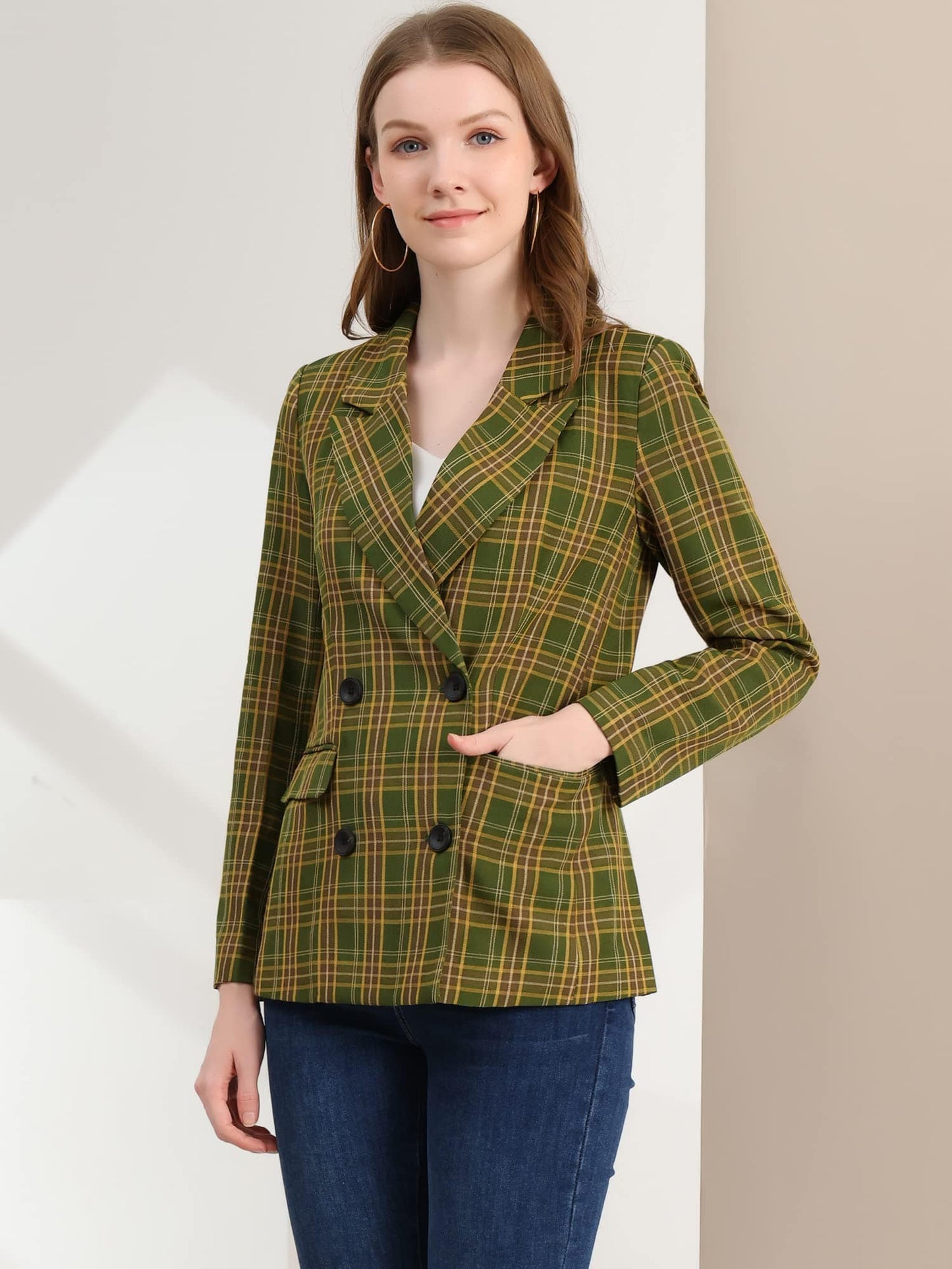 Allegra K Veste blazer formelle à revers cranté pour femme