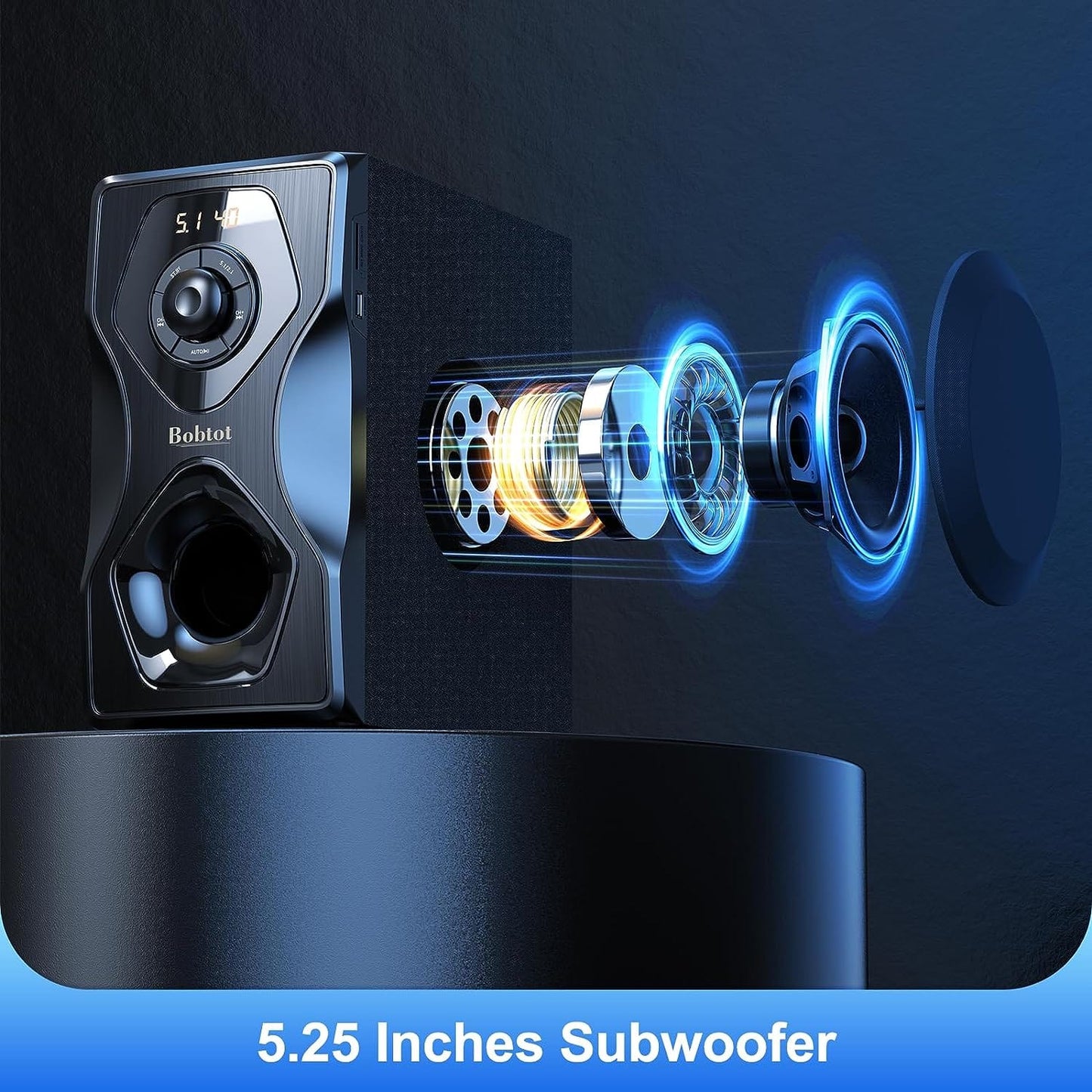 Bobtot Surround Sound Speakers Home Theater Systems - 700 Watts Peak Power 5.1/2.1Wired Stereo Speaker System 5.25" Subwoofer Strong Bass with Bluetooth HDMI ARC Optical Input Xpress