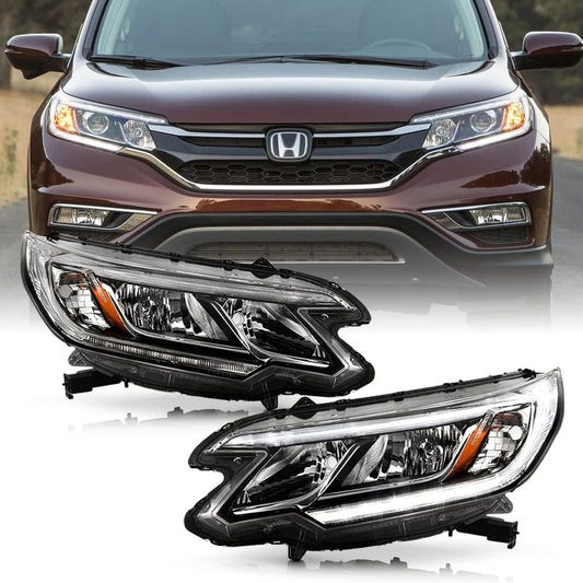 ACANII - For [Halogen Type w/LED DRL] 2015-2016 Honda CRV C-RV Factory Style Headlights Headlamps Pair Set Left+Right