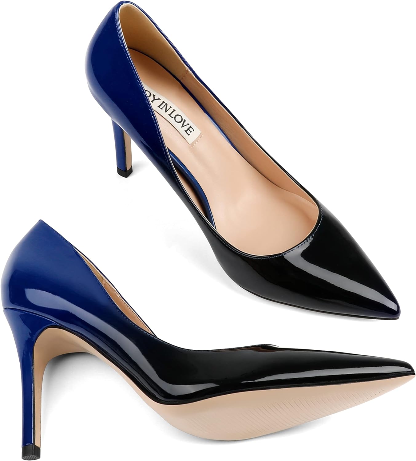 JOY IN LOVE Women's Pumps Shoes 3.5" High Heels Pointy Toe Stiletto Pumps Xpress