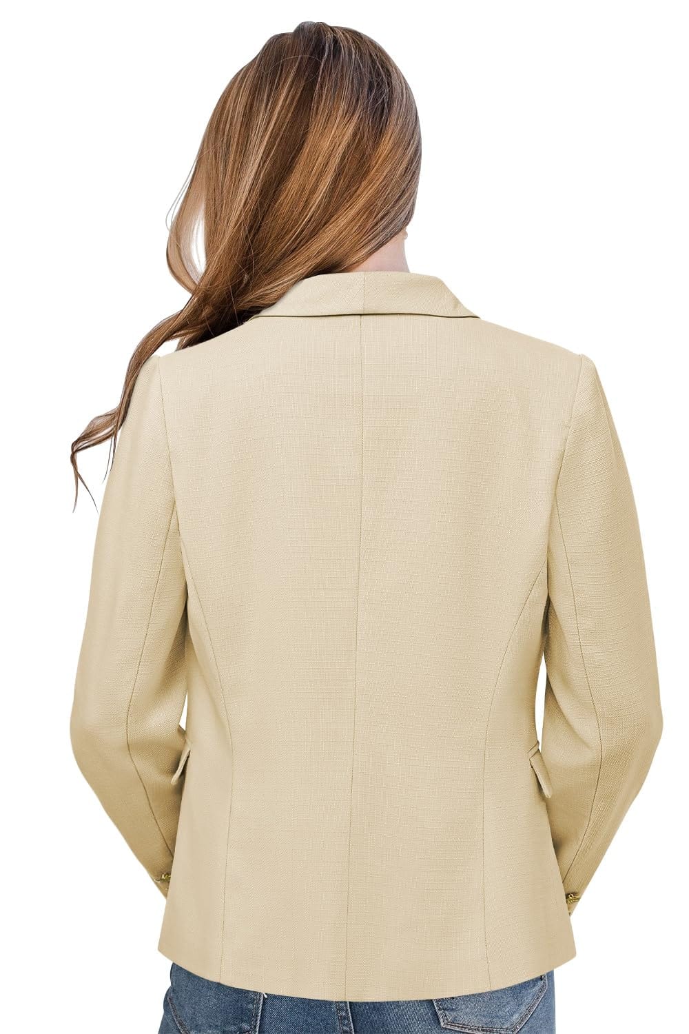 CRAZY GRID Womens Casual Blazer Jacket Gold Button Long Sleeve Work 0ffice Blazer Lapel Open Front Jacket