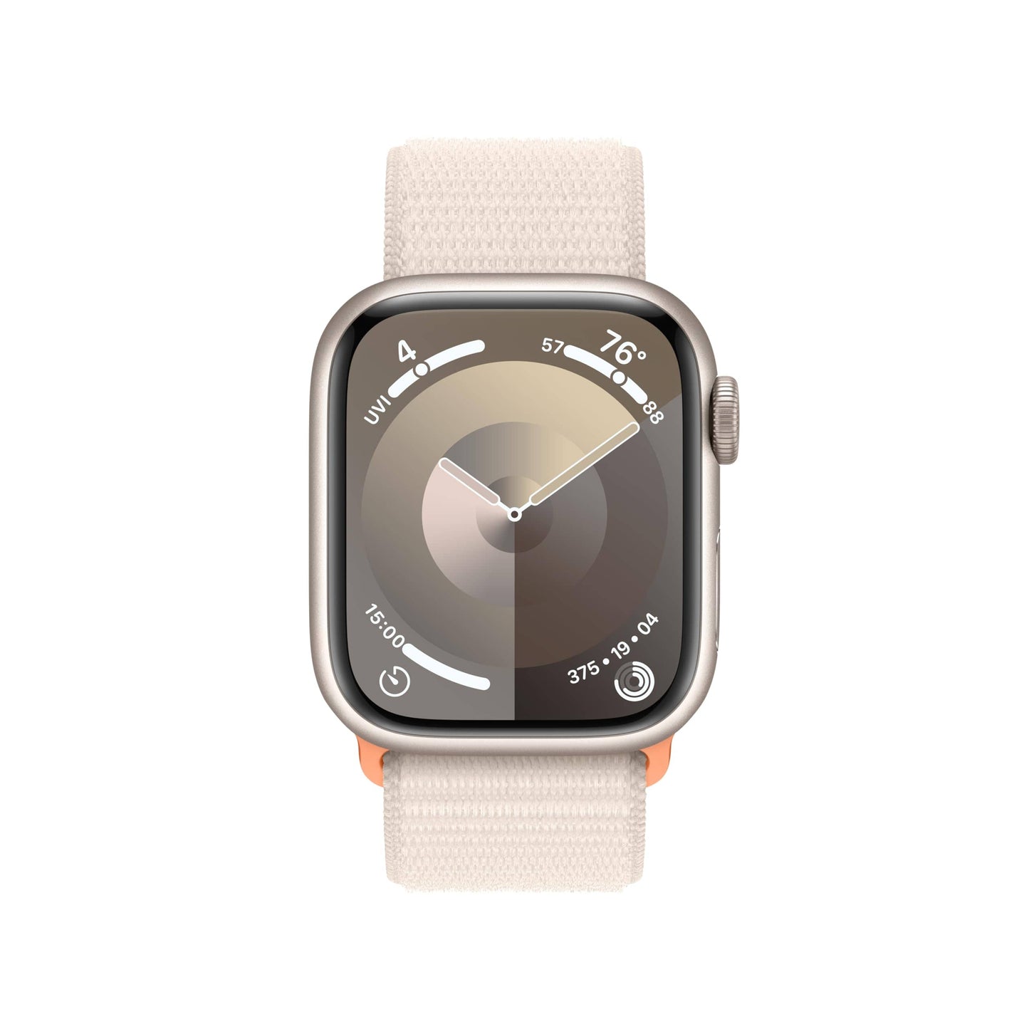 Montre intelligente Apple Watch Series 9 [GPS 45 mm] avec boîtier en aluminium Starlight et bracelet sport Starlight M/L. Tracker d'activité, applications ECG, écran Retina toujours actif, résistant à l'eau 