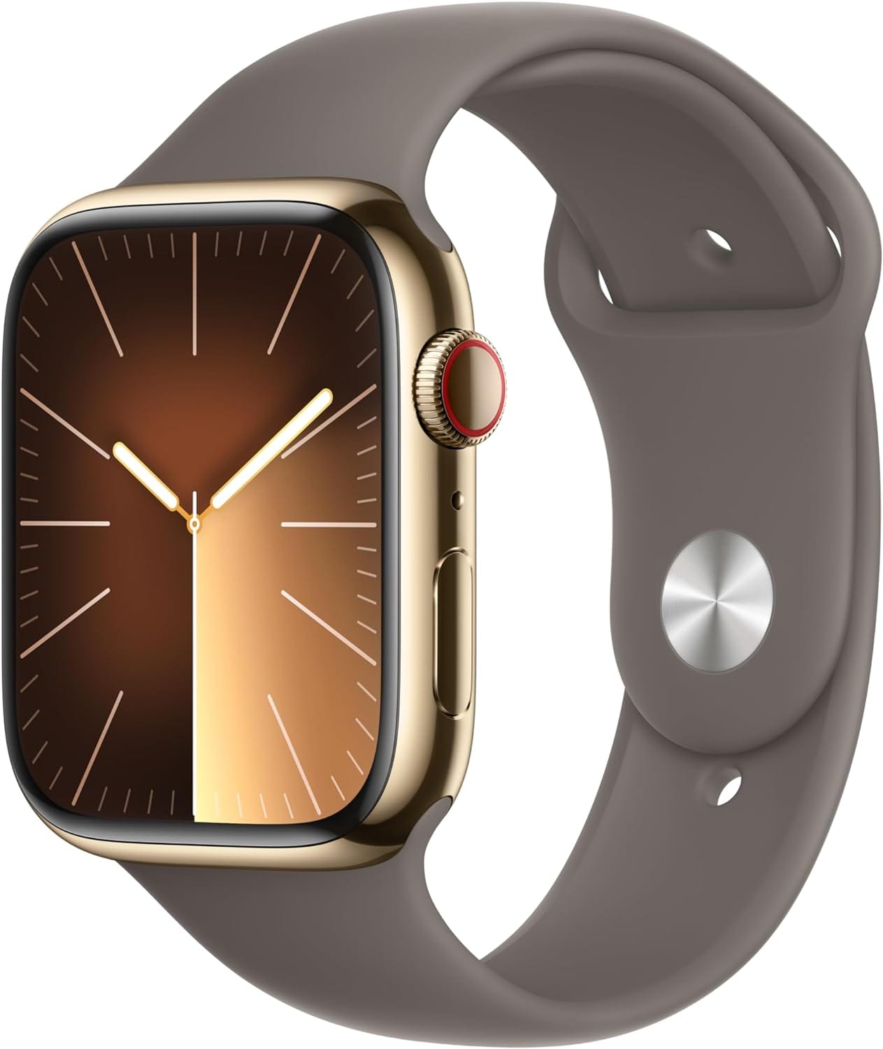 Montre intelligente Apple Watch Series 9 [GPS + Cellular 45 mm] avec boîtier en acier inoxydable doré et boucle milanaise dorée. Tracker d'activité, applications d'oxygène dans le sang et d'ECG, écran Retina toujours actif 