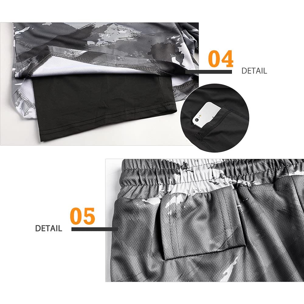 Surenow Mens Running Shorts，Workout Running Shorts for Men，2-in-1 Stealth Shorts，7-Inch Gym Yoga Outdoor Sports Shorts