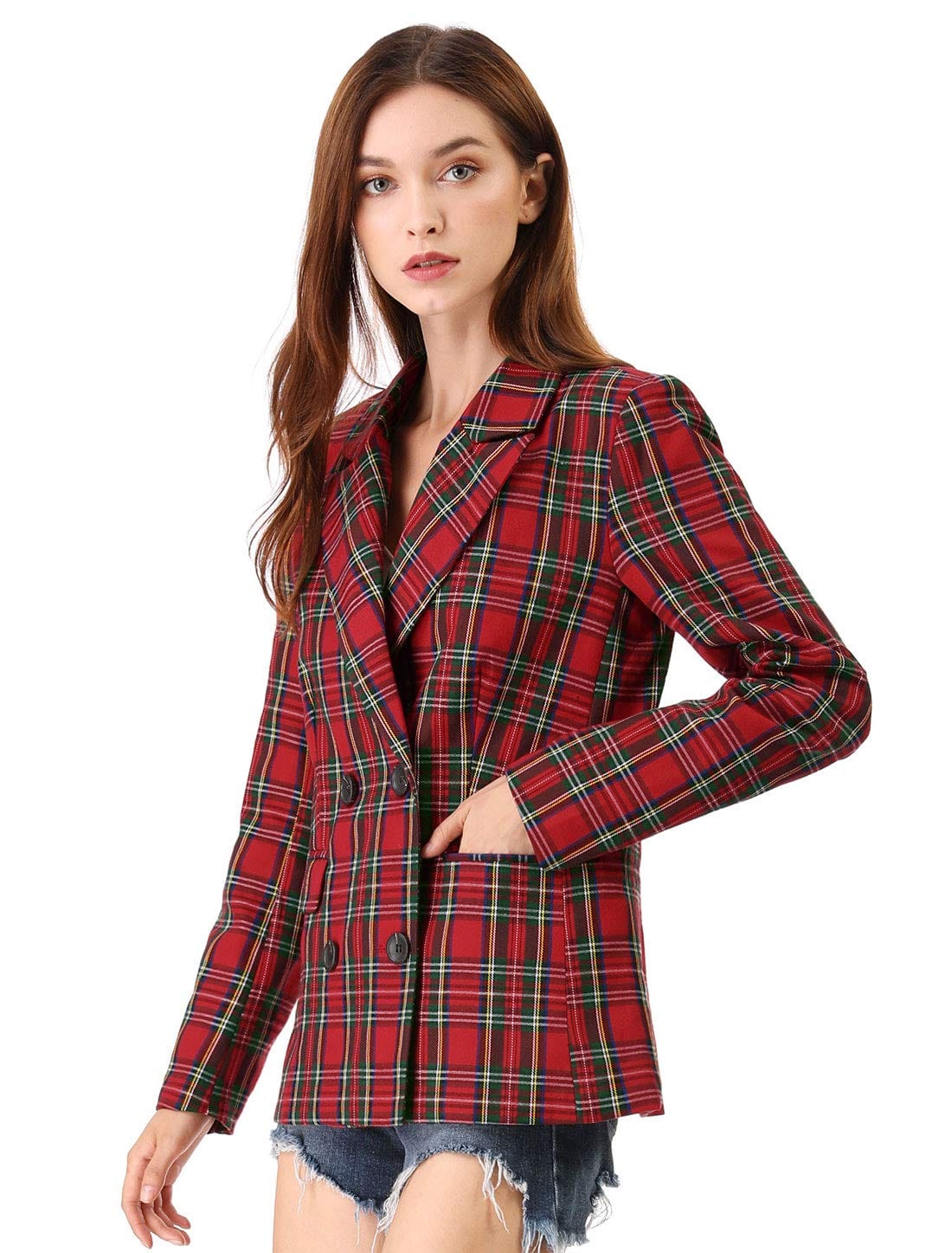 Allegra K Veste blazer formelle à revers cranté pour femme