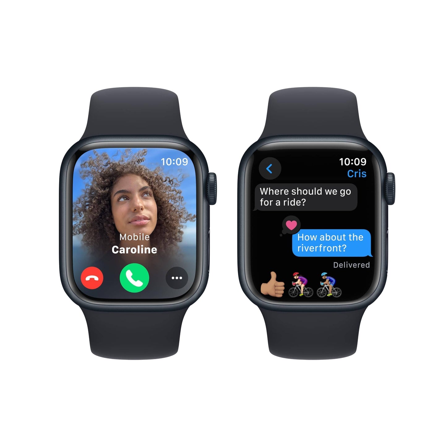 Apple Watch Series 9 [GPS 45 mm] Smartwatch con caja de aluminio Midnight y correa deportiva Midnight M/L. Monitor de actividad física, aplicaciones de oxígeno en sangre y ECG, pantalla Retina siempre activa (renovada) 