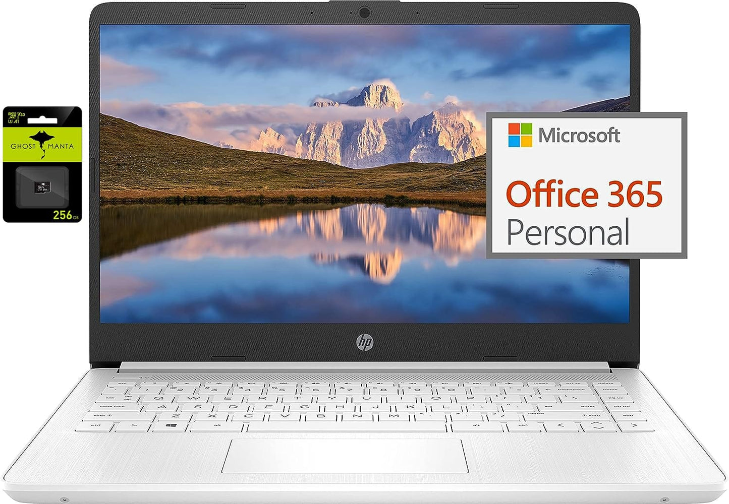 HP le plus récent ordinateur portable ultra léger de 14 po pour étudiants et entreprises, Intel Quad-Core N4120, 8 Go de RAM, 192 Go de stockage (64 Go eMMC + 128 Go Micro SD), 1 an Office 365, webcam, HDMI, WiFi, USB-A&amp;C, Win 11 S 