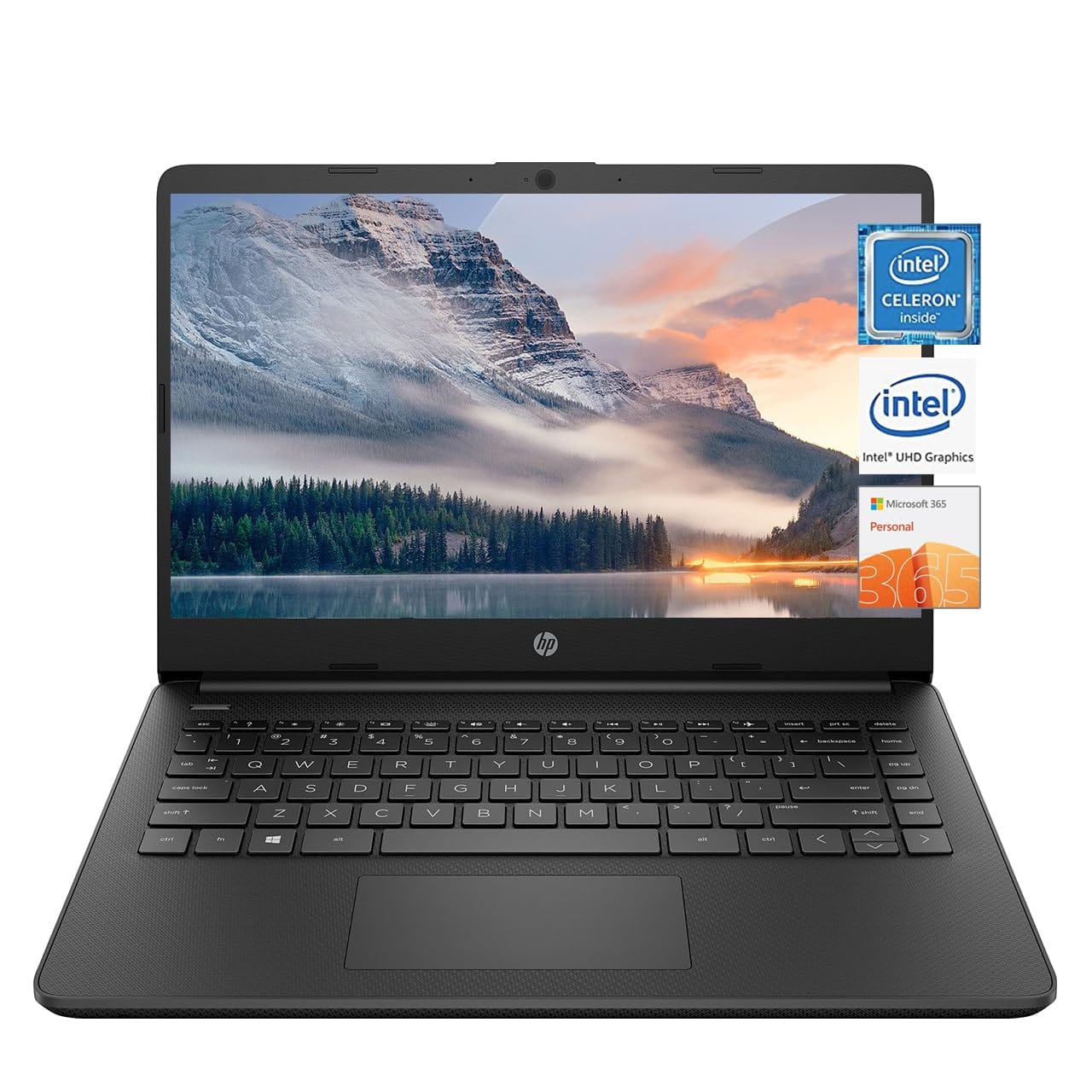 Ordinateur portable HP 14, Intel Celeron N4020, 4 Go de RAM, 64 Go de stockage, écran HD micro-bord de 14 pouces, Windows 11 Famille, fin et portable, graphiques 4K, un an de Microsoft 365 (14-dq0040nr, blanc flocon de neige) 