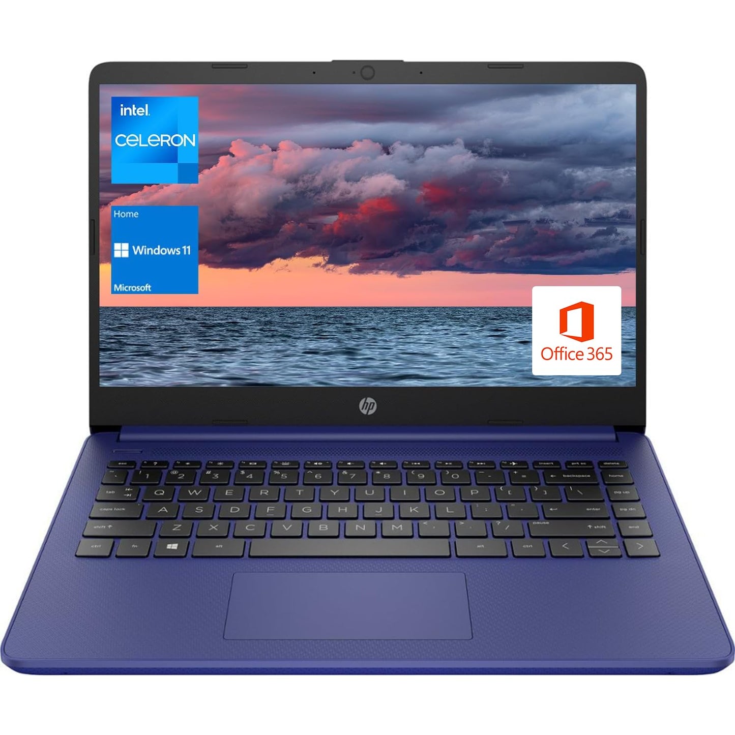 Laptop portátil HP, para estudiantes y empresas, pantalla HD de 14", Intel Quad-Core N4120, 16 GB DDR4 RAM, 64 GB eMMC, 1 año de Office 365, cámara web, RJ-45, HDMI, Wi-Fi, Windows 11 Home, plateado 