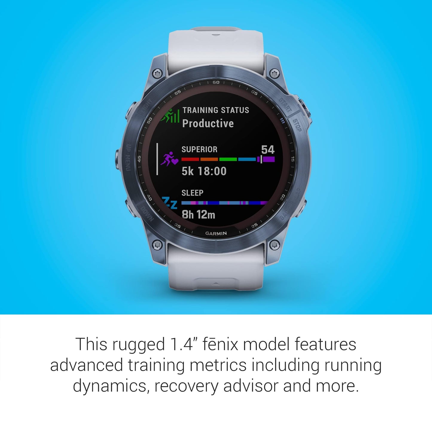 Garmin fenix 7S, smaller sized adventure smartwatch, rugged outdoor watch with GPS, touchscreen, health and wellness features, silver with graphite band, 010-02539-00