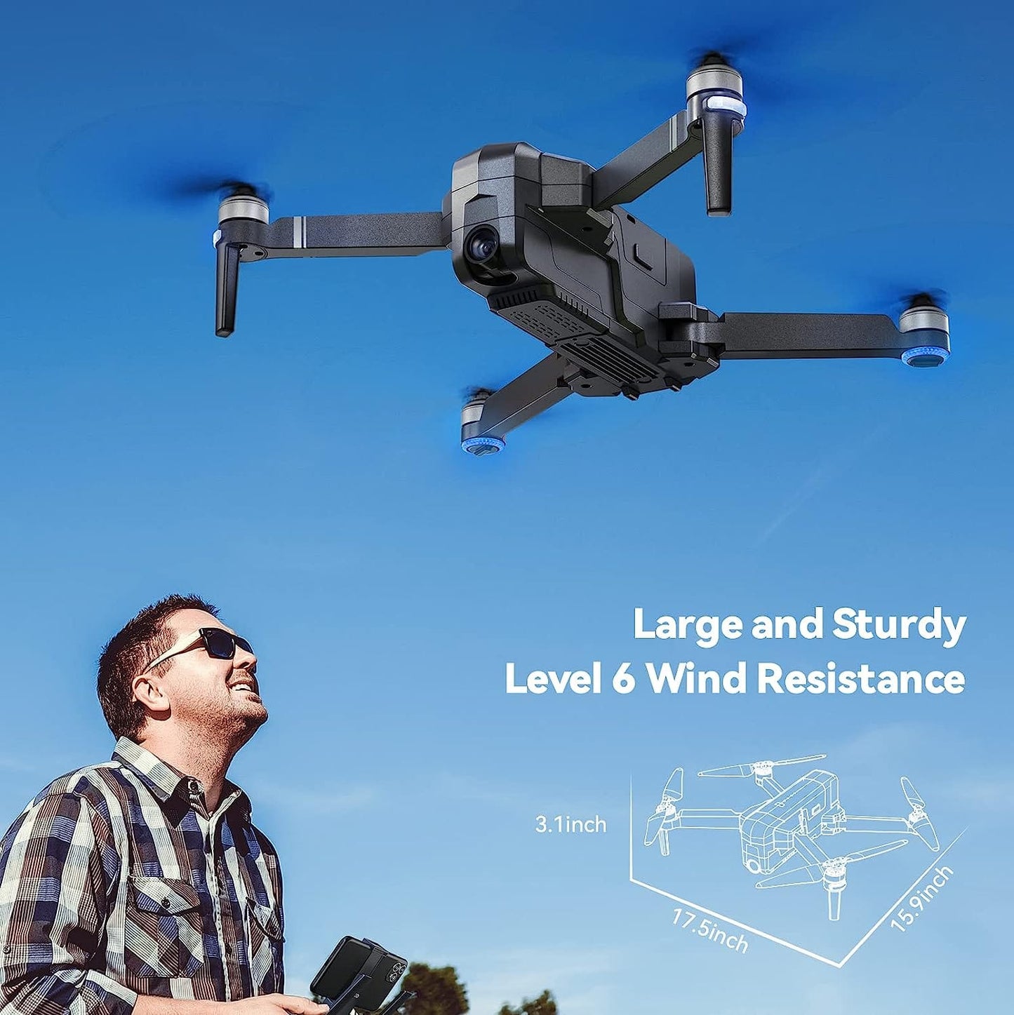 Drones Ruko F11PRO avec caméra pour adultes, caméra 4K UHD, temps de vol de 60 minutes avec retour automatique GPS, moteur sans balais, conformité avec l'identification à distance de la FAA, noir (avec étui de transport) 