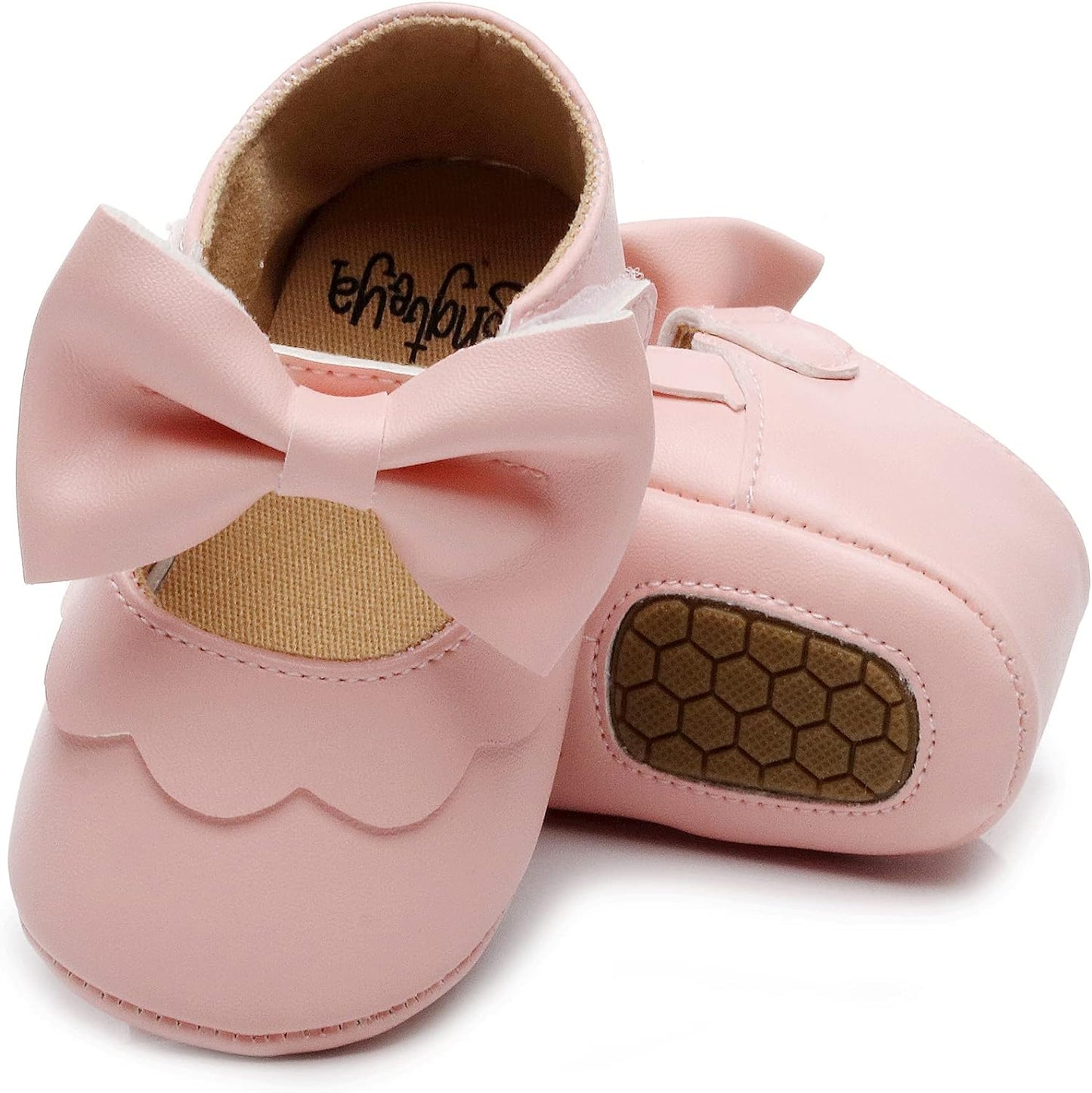 HONGTEYA Infant Baby Girls Mary Jane Flats Non Slip for Toddler First Walkers Soft Sole PU Leather Crib Shoes Sneaker Wedding Party Christmas Princess Dress Shoes Baby Moccasins Girls Xpress