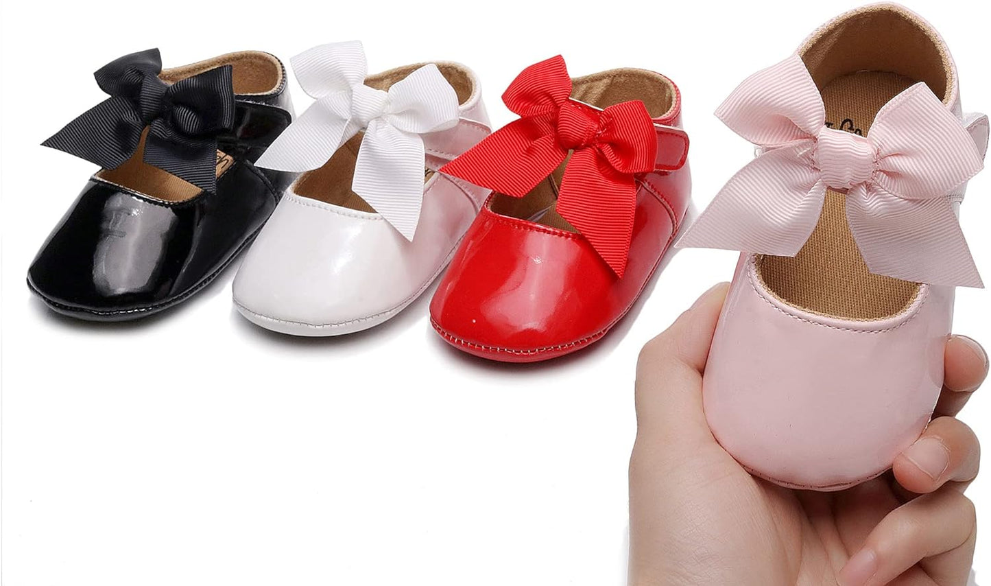 HONGTEYA Infant Baby Girls Mary Jane Flats Non Slip for Toddler First Walkers Soft Sole PU Leather Crib Shoes Sneaker Wedding Party Christmas Princess Dress Shoes Baby Moccasins Girls Xpress