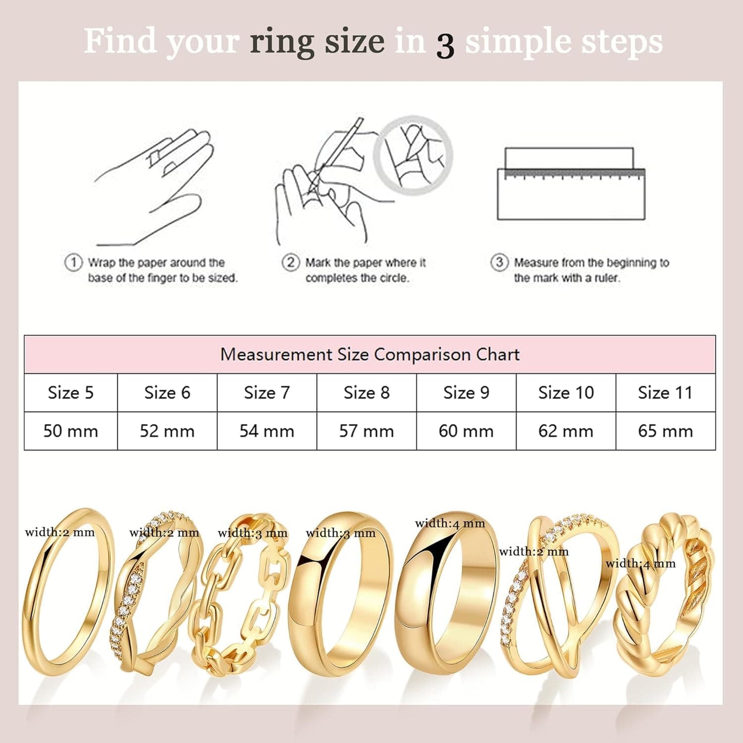 FAXHION 12 PCS Dainty 14K Gold Rings for Women, Open Chunky Twist Simulated Ring Set, Non Tarnish Gold Plated Stacking Thumb Jewelry Ring Size 6-10 Xpress