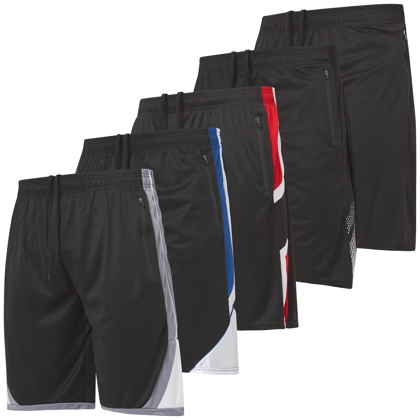 Ultra Performance Mens 5 Pack Athletic Running Shorts, Basketball Gym Workout Shorts for Men with Zippered Pockets