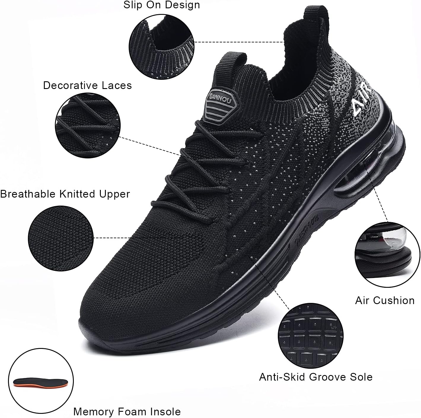 IIV Mens Air Running Shoes Casual Tennis Walking Athletic Gym Fashion Lightweight Slip On Sneakers Xpress