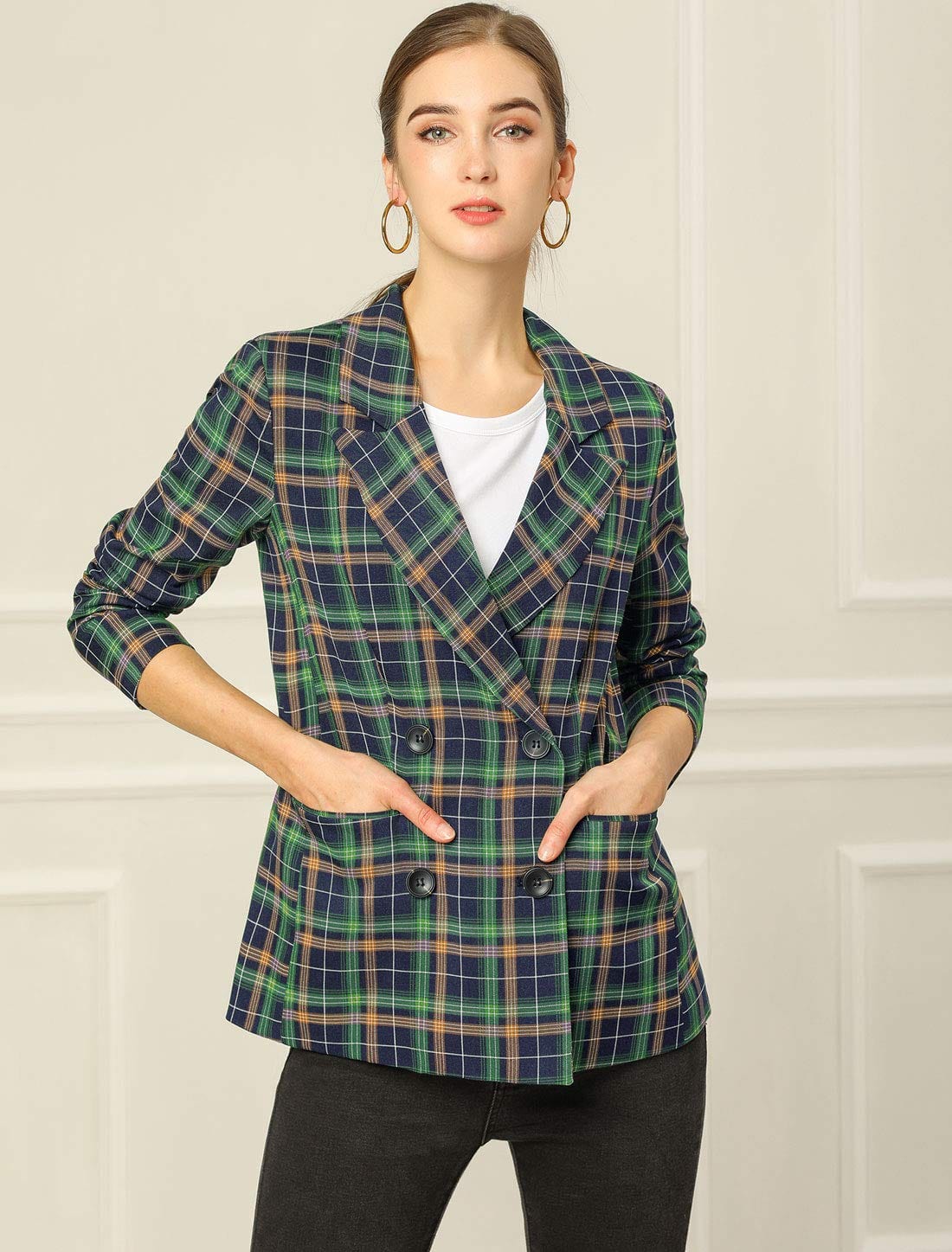 Allegra K Veste blazer formelle à revers cranté pour femme