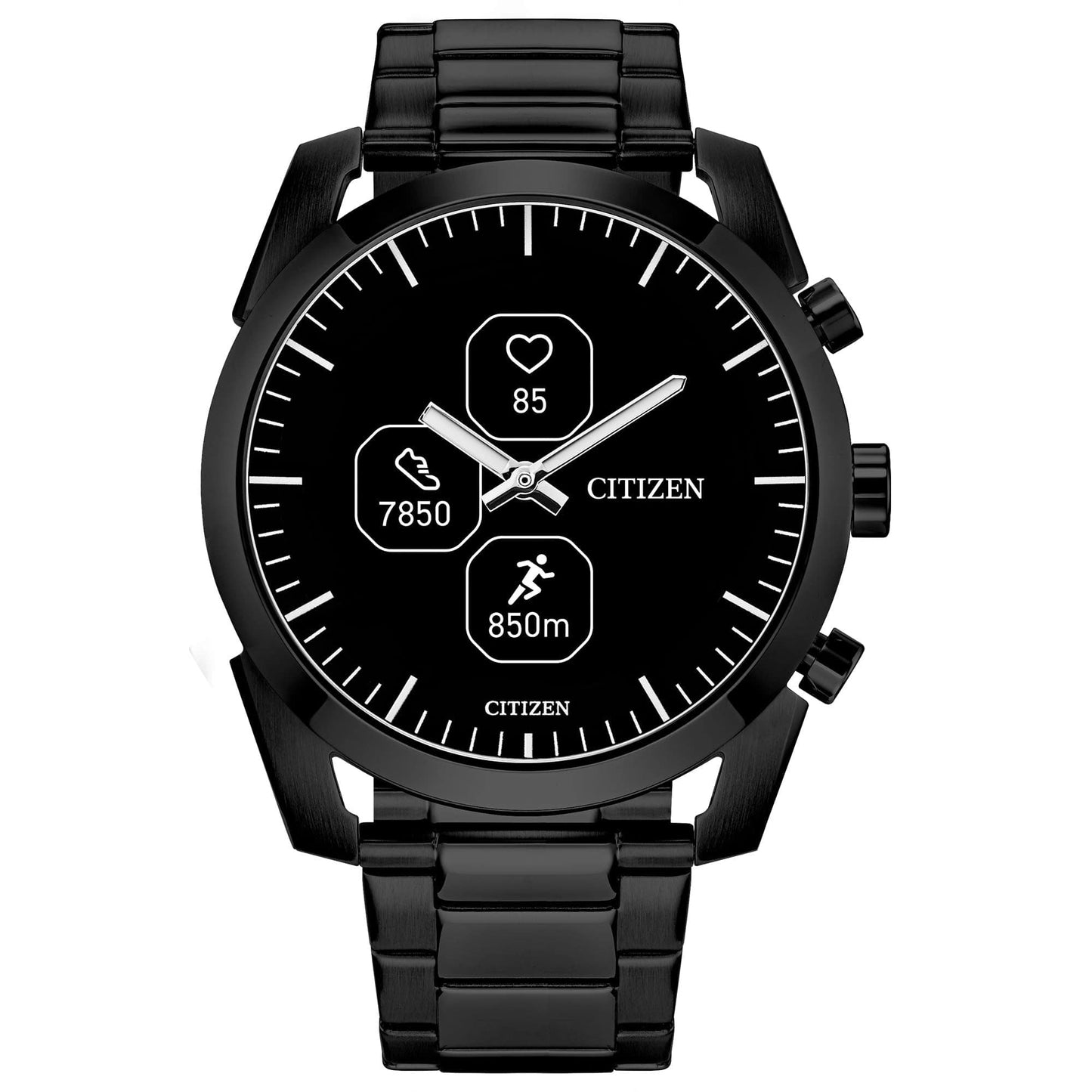 Montre intelligente Citizen CZ avec application de bien-être YouQ comprenant l'IA IBM Watson® et les recherches de la NASA, écran personnalisable en noir et blanc, Bluetooth, RH, suivi d'activité, autonomie de 18 jours, compatible iPhone® et Android™ 