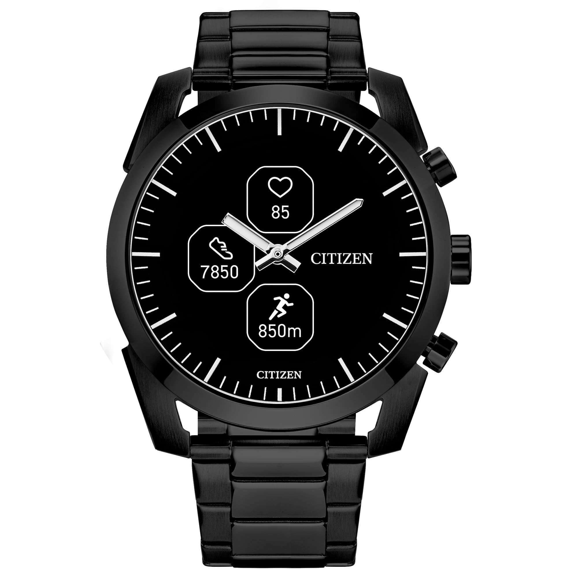 Montre intelligente Citizen CZ avec application de bien-être YouQ comprenant l'IA IBM Watson® et les recherches de la NASA, écran personnalisable en noir et blanc, Bluetooth, RH, suivi d'activité, autonomie de 18 jours, compatible iPhone® et Android™ 