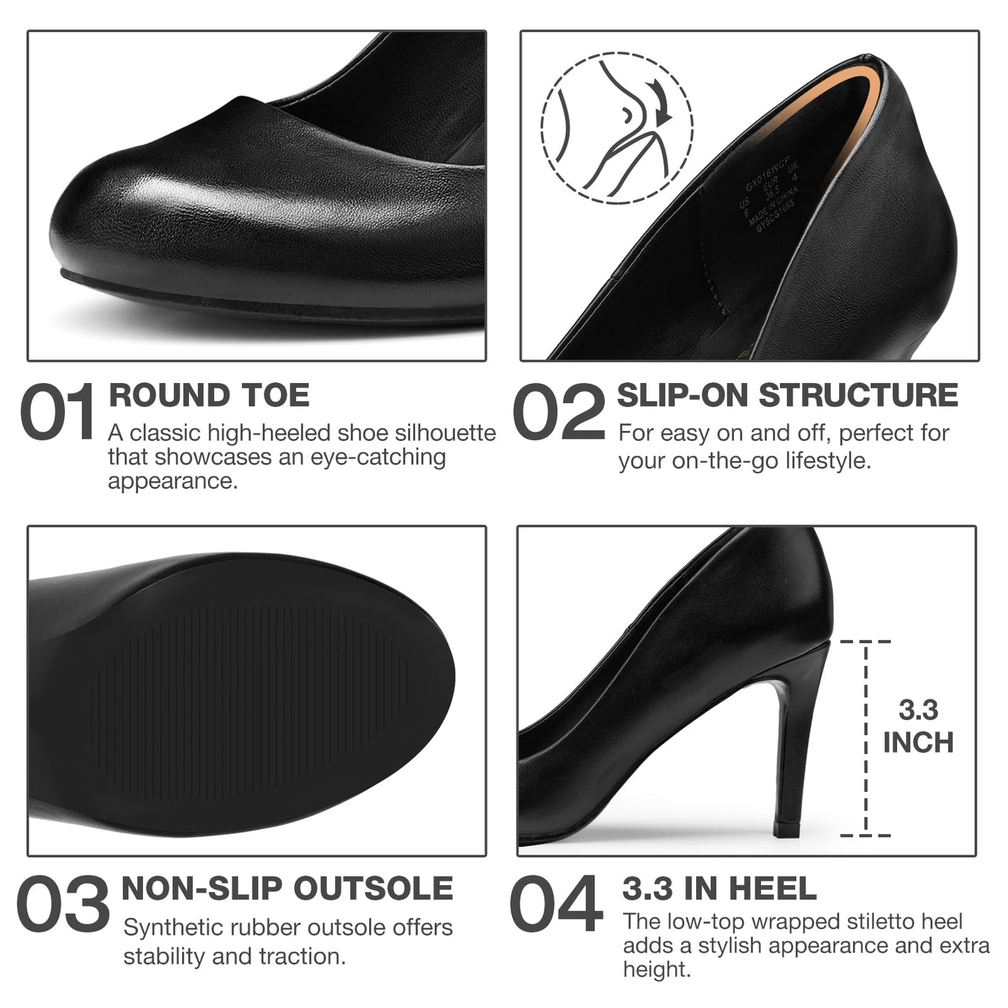 Women's Round Toe Comfortable Stiletto Heels Closed Toe Dress Pumps Shoes for Wedding Work Office Business