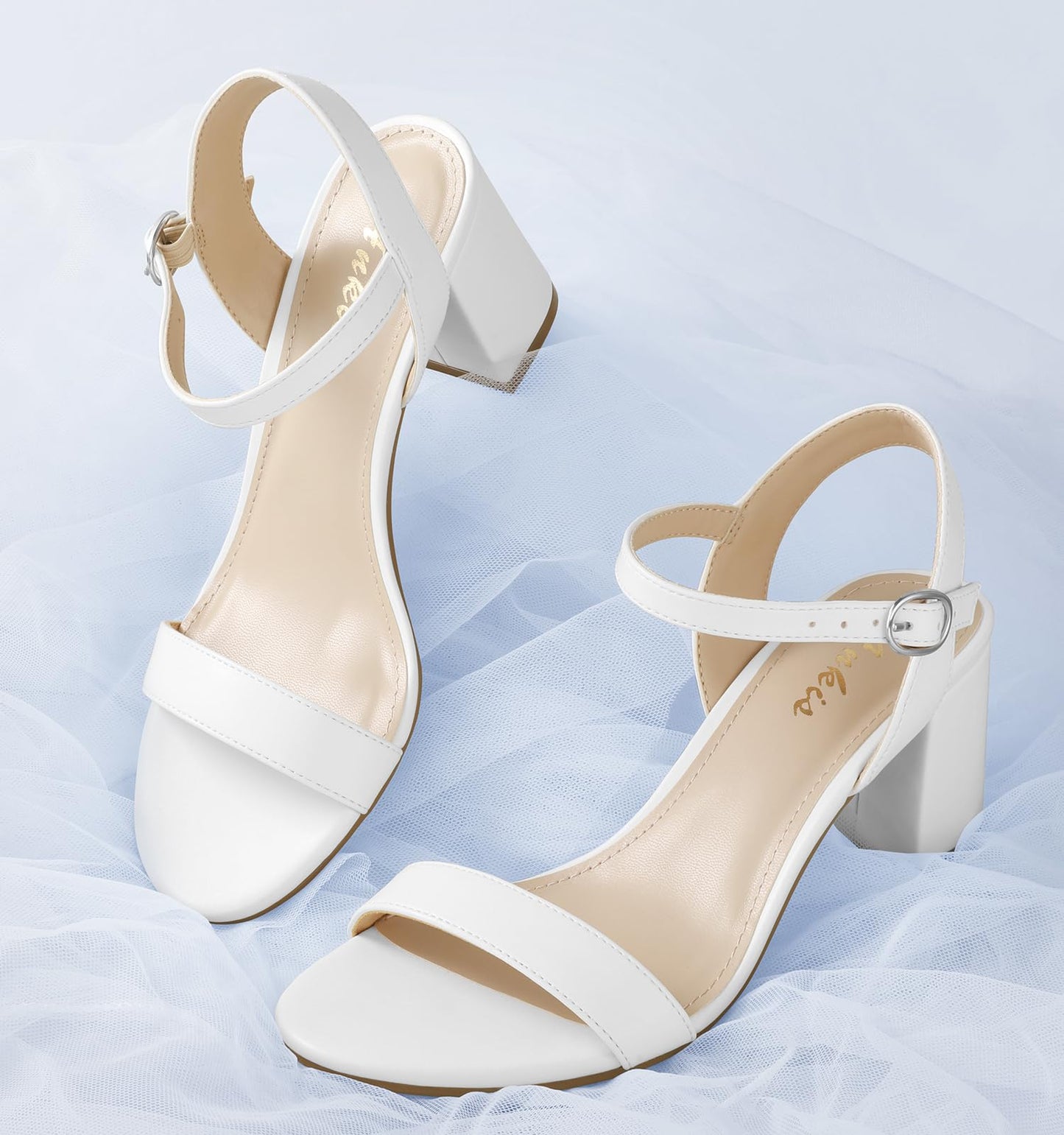 Ankis Tacones Negros Desnudos, Bloque De 2.5 '' Tacón Grueso Blanco Claro Plateado Tacones De Punta Abierta Elegantes Para Mujer Correa De Tobillo Bajo Corto Vestido De Tiras Grueso Sandalia Cómoda Fiesta Informal Boda Evento Zapatos De Verano 