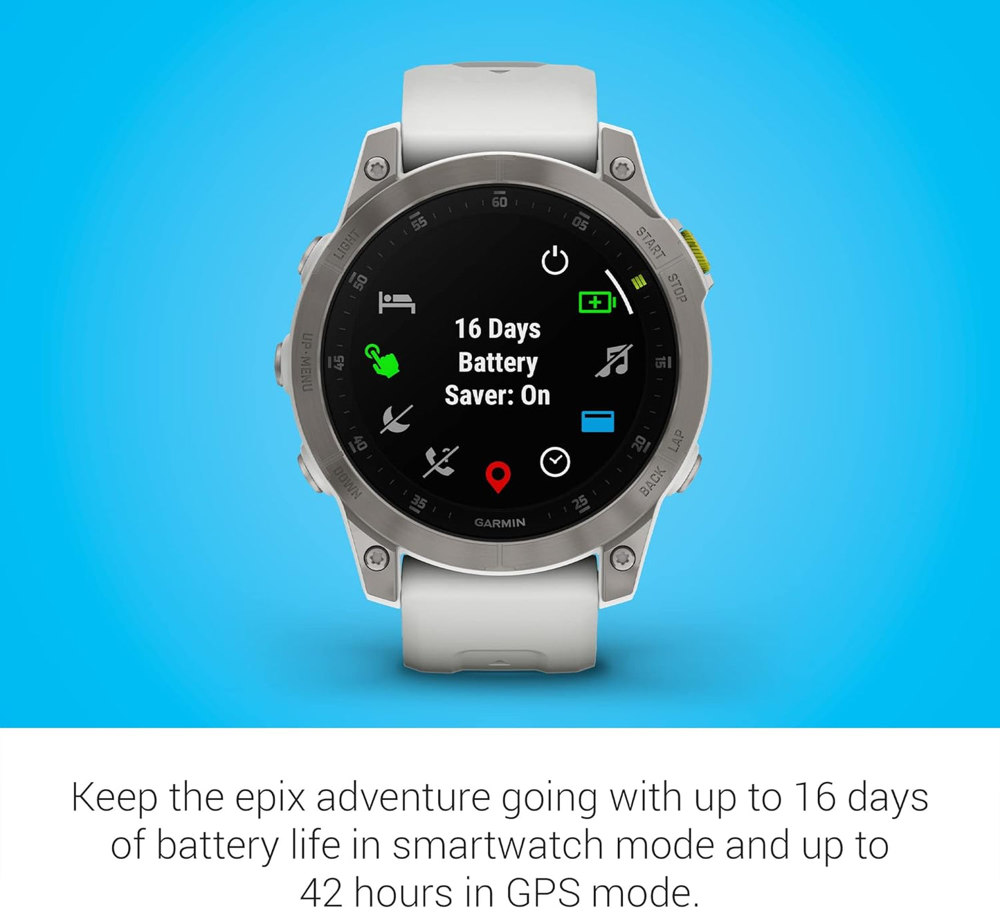 Garmin 010-02582-10 epix Gen 2, Reloj inteligente activo Premium, Funciones de salud y bienestar, Pantalla táctil AMOLED, Reloj de aventuras con funciones avanzadas, Titanio negro 