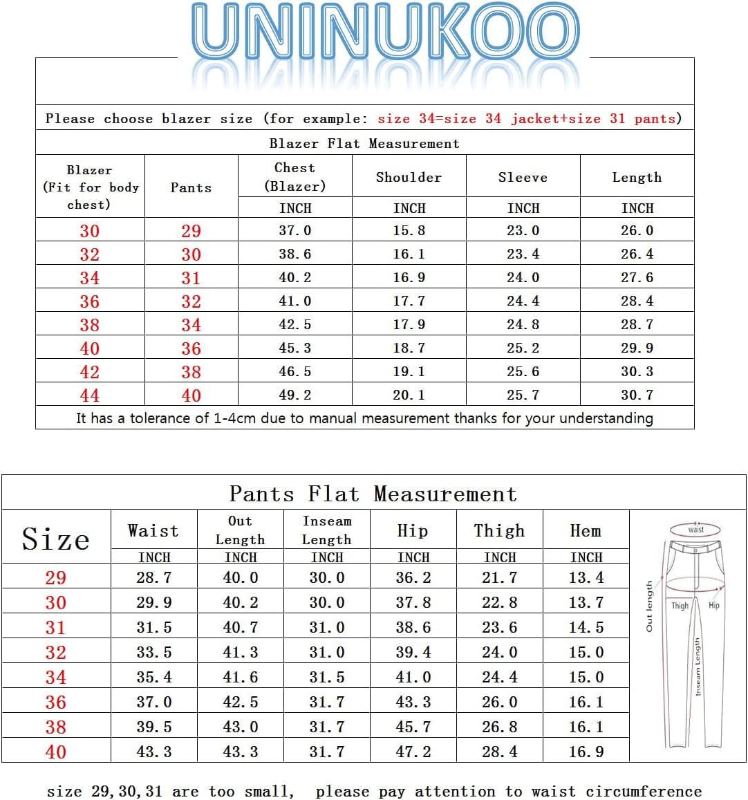 UNINUKOO Men's Suit Slim Fit 2 Button 2 Piece Suits for Men Party Formal Dress Solid Tuxedo Blazer Jacket Pants Set