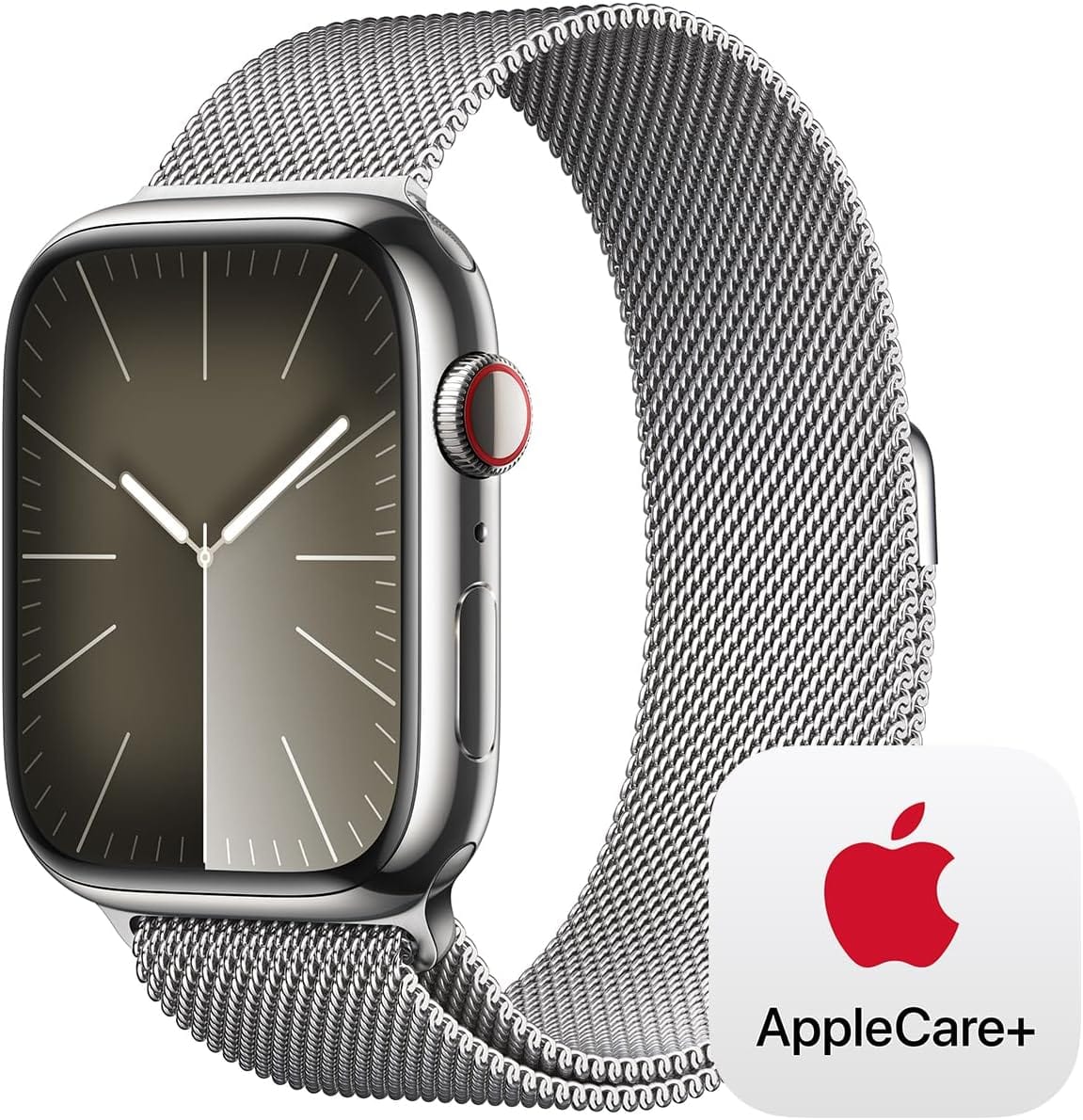 Montre intelligente Apple Watch Series 9 [GPS + Cellular 45 mm] avec boîtier en acier inoxydable doré et boucle milanaise dorée. Tracker d'activité, applications d'oxygène dans le sang et d'ECG, écran Retina toujours actif 