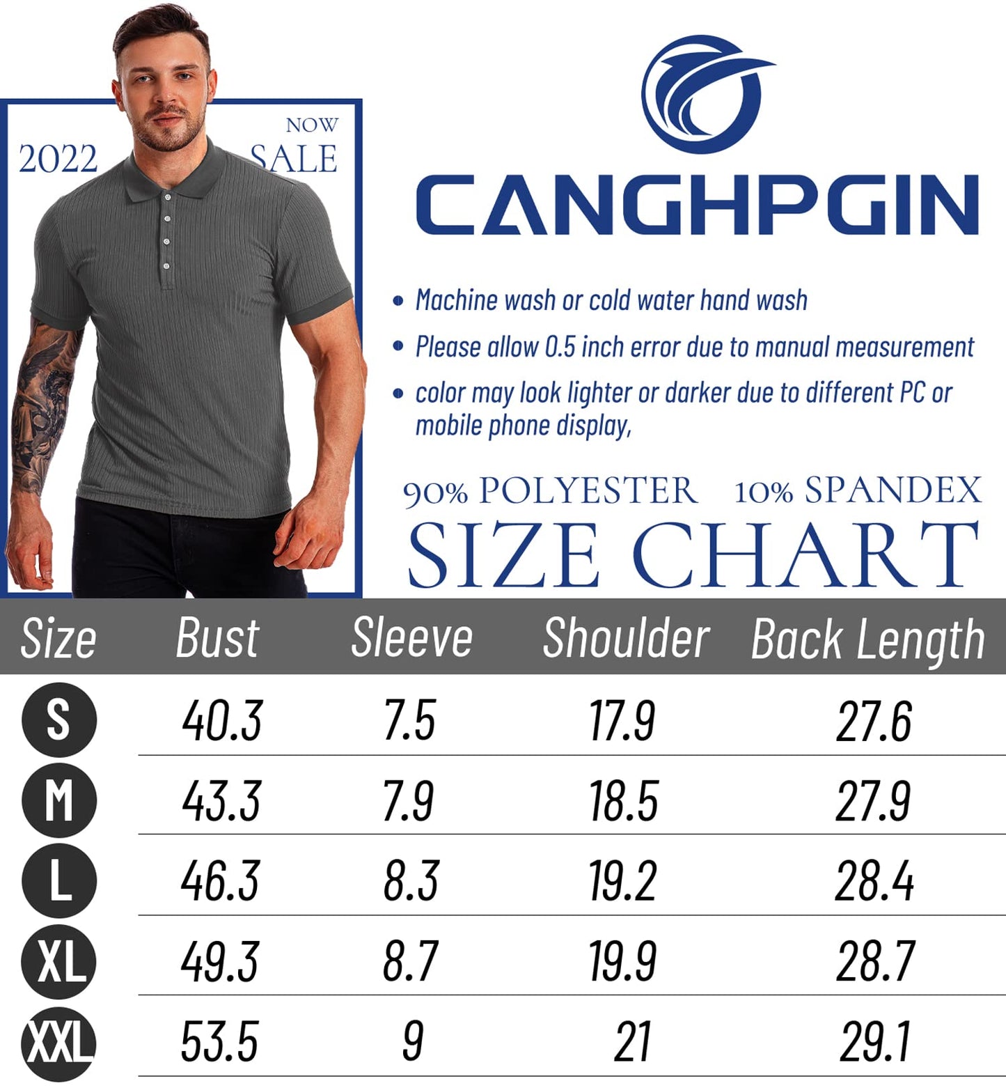 Muscle Polo Shirts for Men Slim Fit Short Sleeve Golf Shirts Men Dry Fit Shirts Casual Stylish Clothes