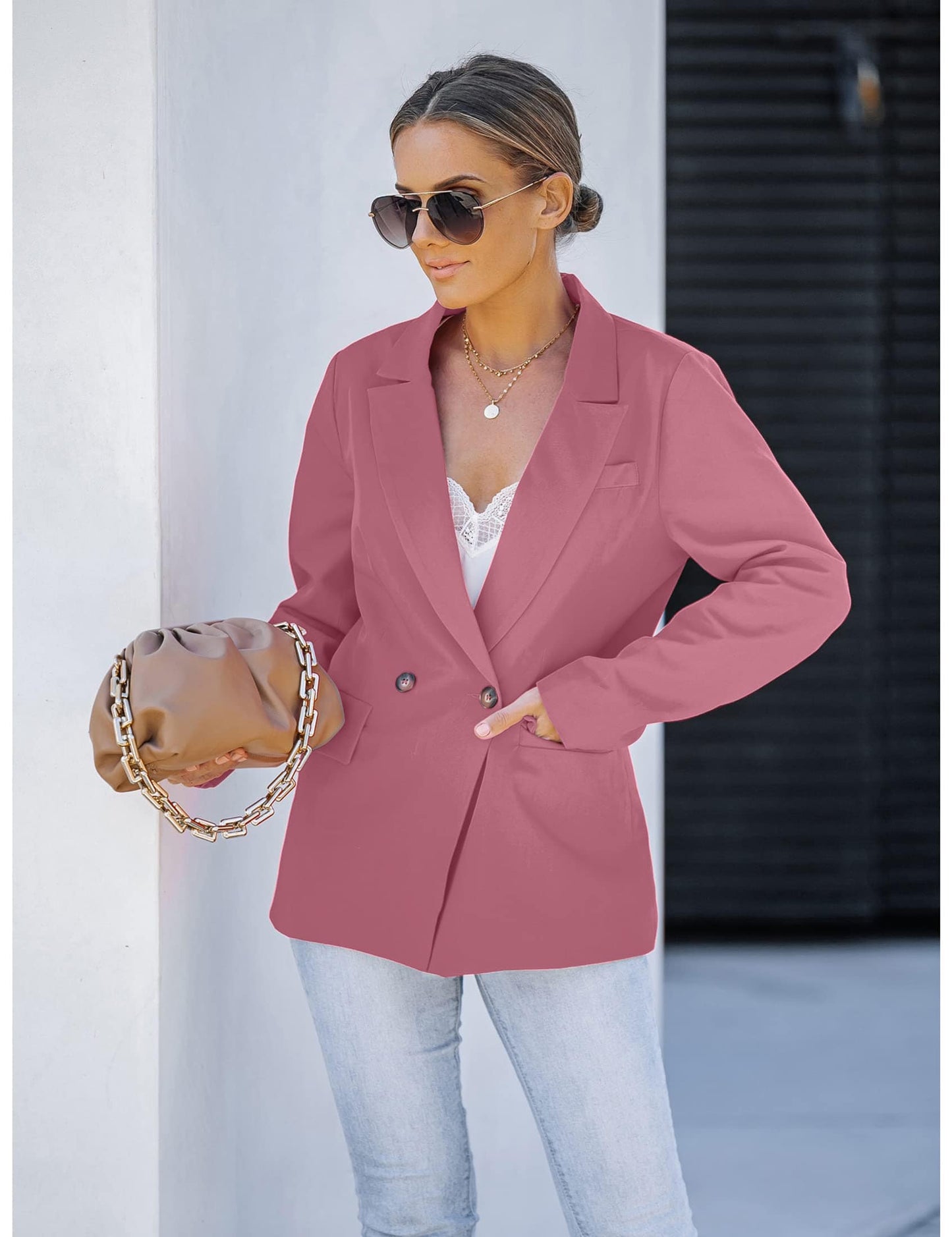 luvamia Blazer veste pour femme travail décontracté bureau à manches longues mode habillé tenue d'affaires 