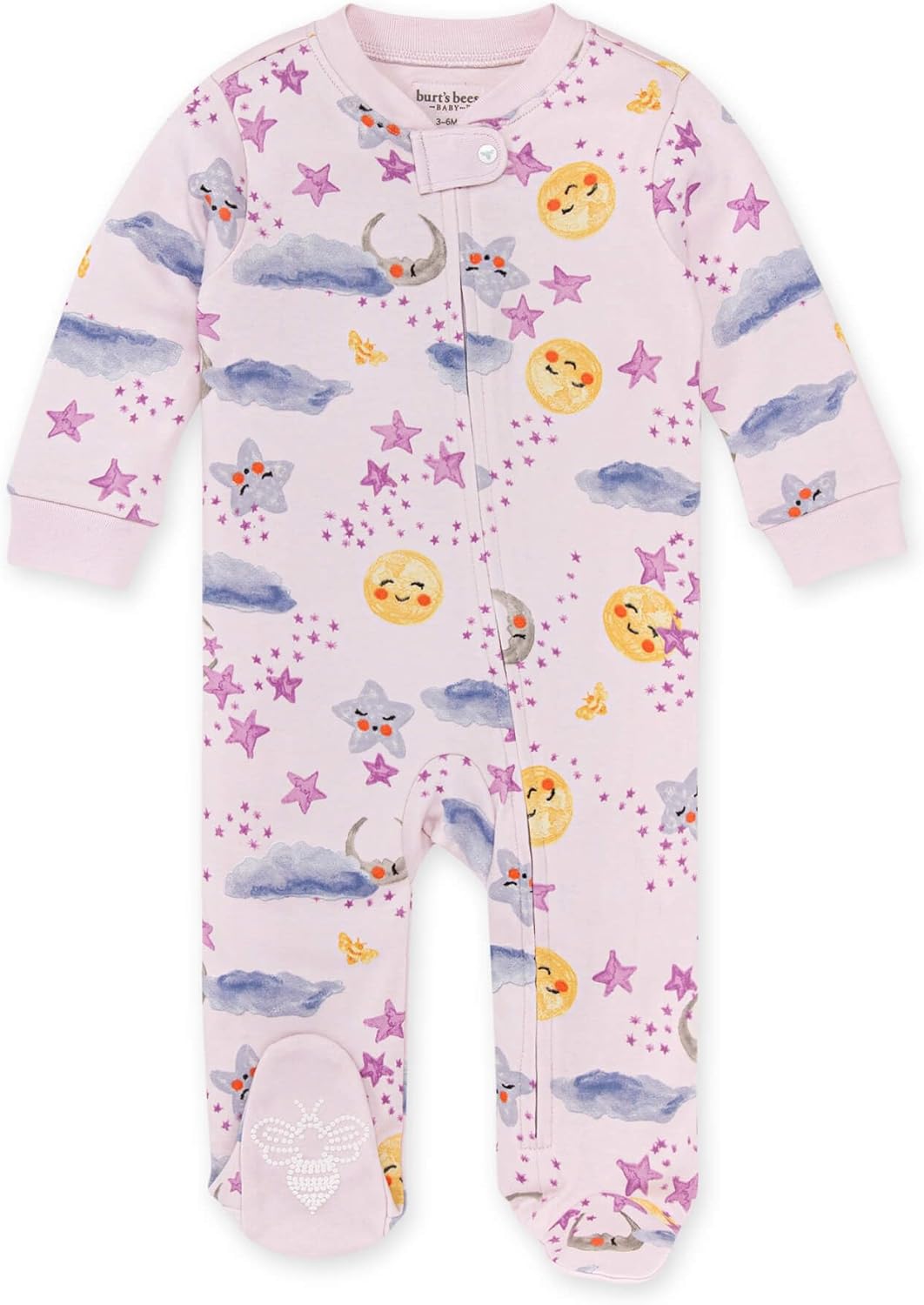 Burt's Bees Baby Baby Girls' Sleep and Play Pajamas, 100% Organic Cotton One-Piece Romper Jumpsuit Zip Front Pjs Xpress