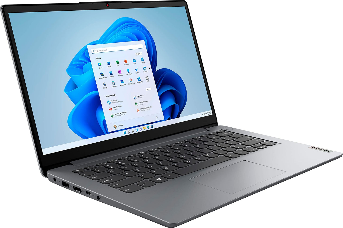 Laptop Lenovo IdeaPad 1 14, pantalla HD de 14.0", Intel Celeron N4020, 4 GB de RAM, 64 GB de almacenamiento, Intel UHD Graphics 600, Win 11 en modo S, gris nube 